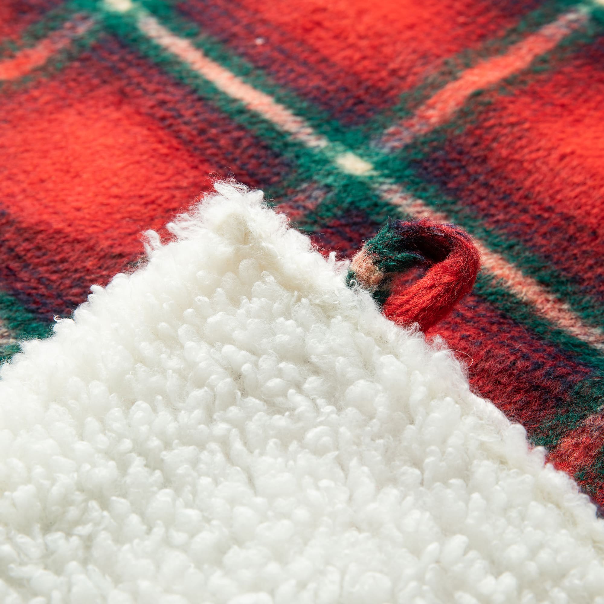 Glitzhome® 48" Red & Black Plaid Reversible Sherpa/Flannel Christmas Tree Skirt