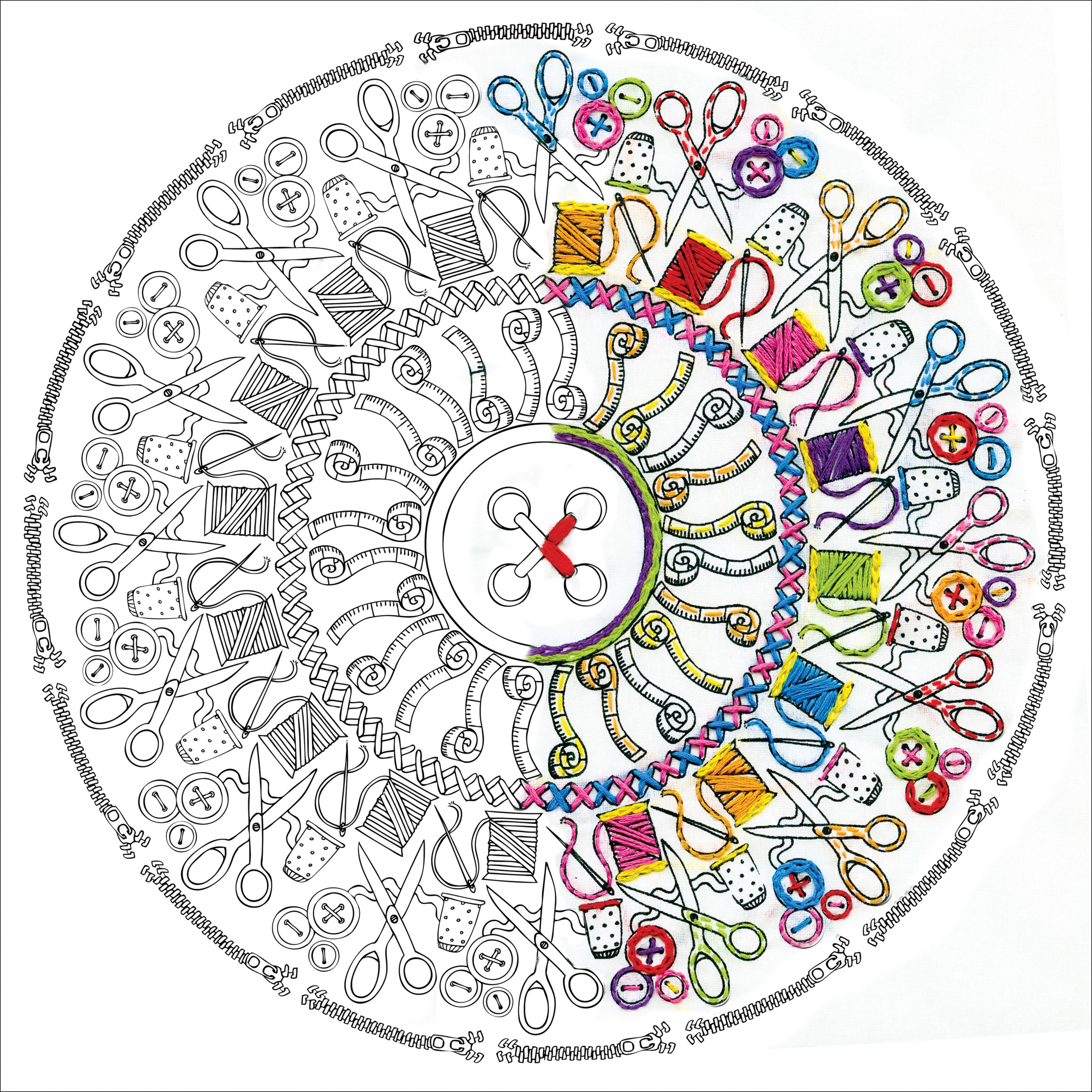 Design Works™ Zenbroidery™ Sewing Mandala Stamped Embroidery Kit
