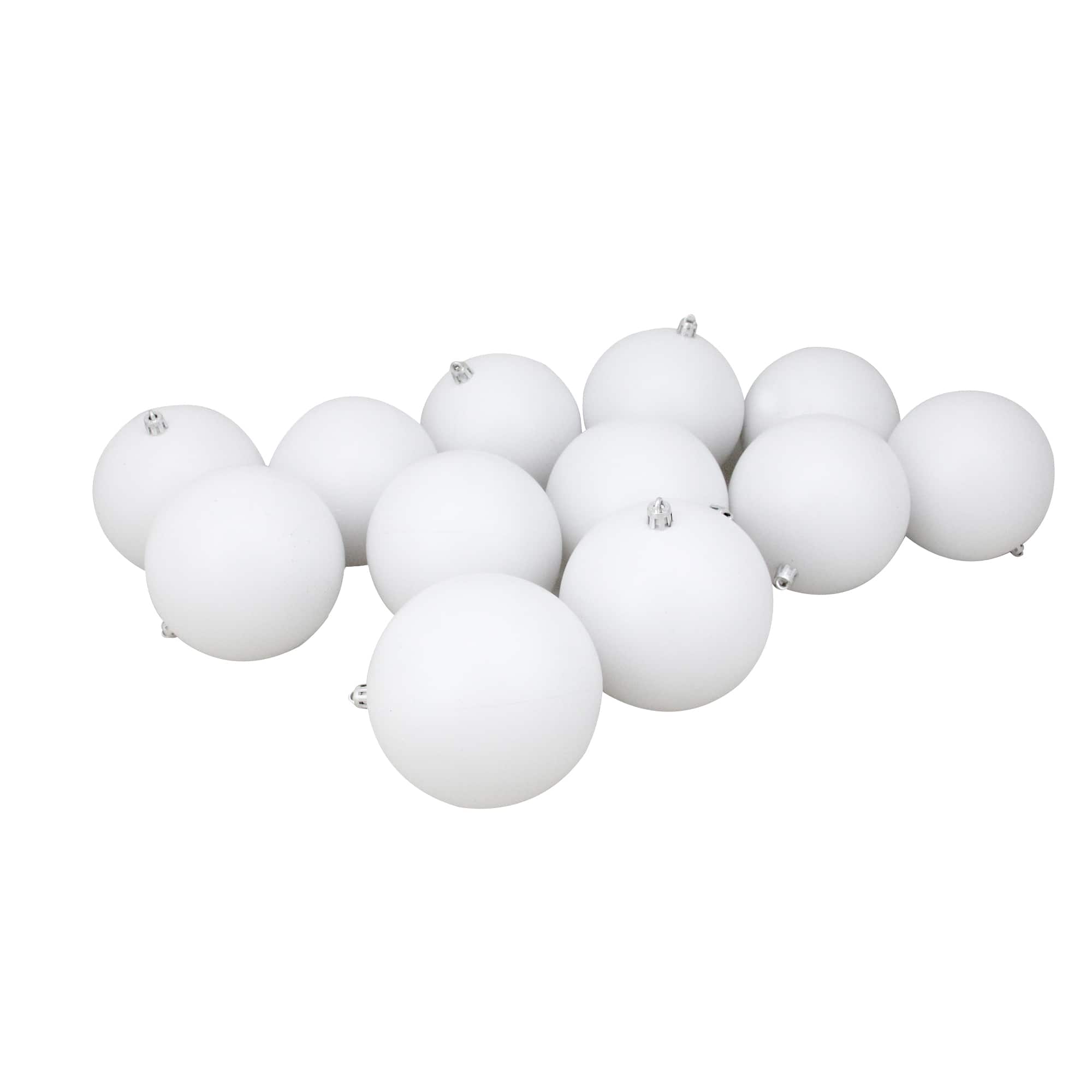 12ct. 4" Winter White Shatterproof Matte Christmas Ball Ornaments