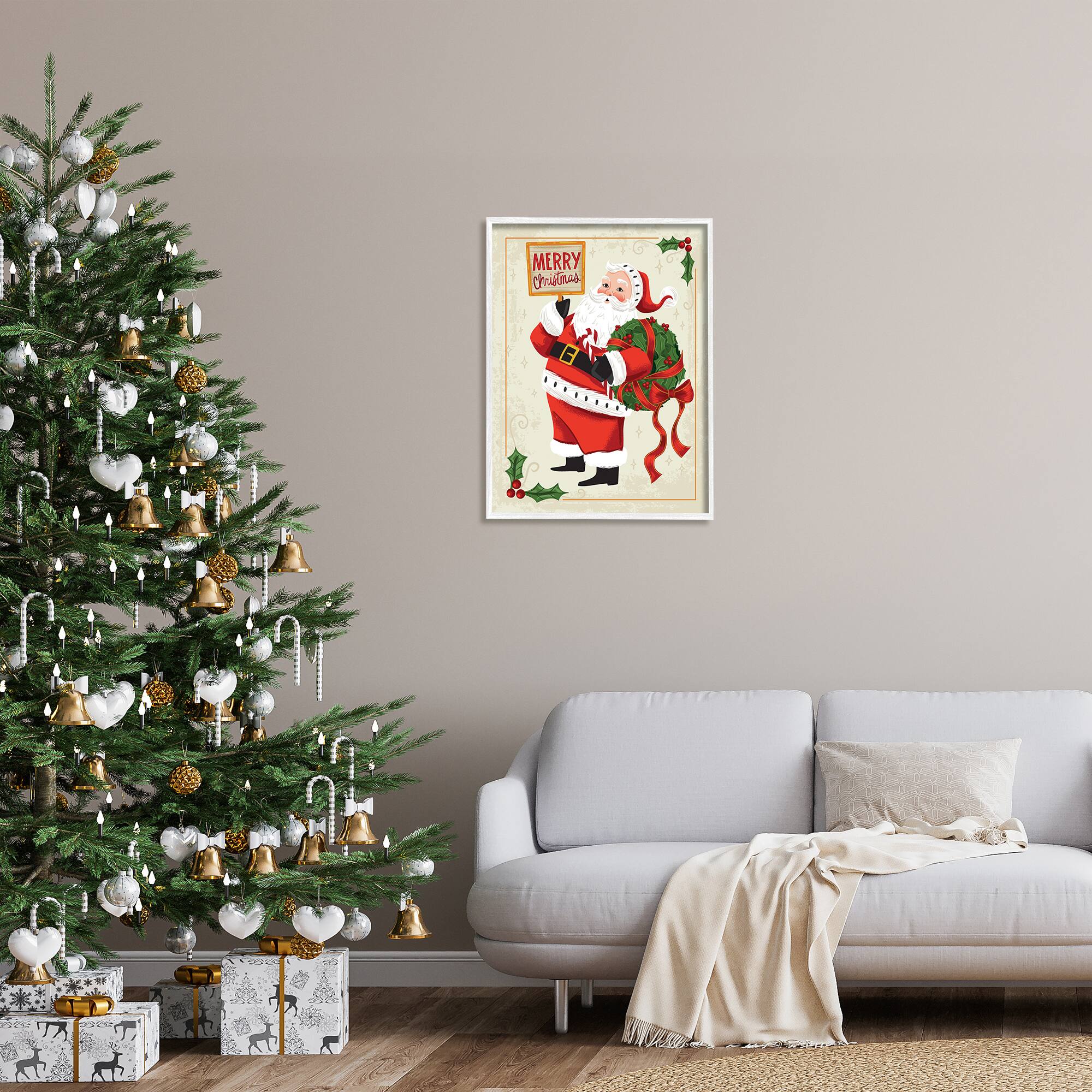 Stupell Industries Merry Christmas Vintage Santa Framed Giclee Art