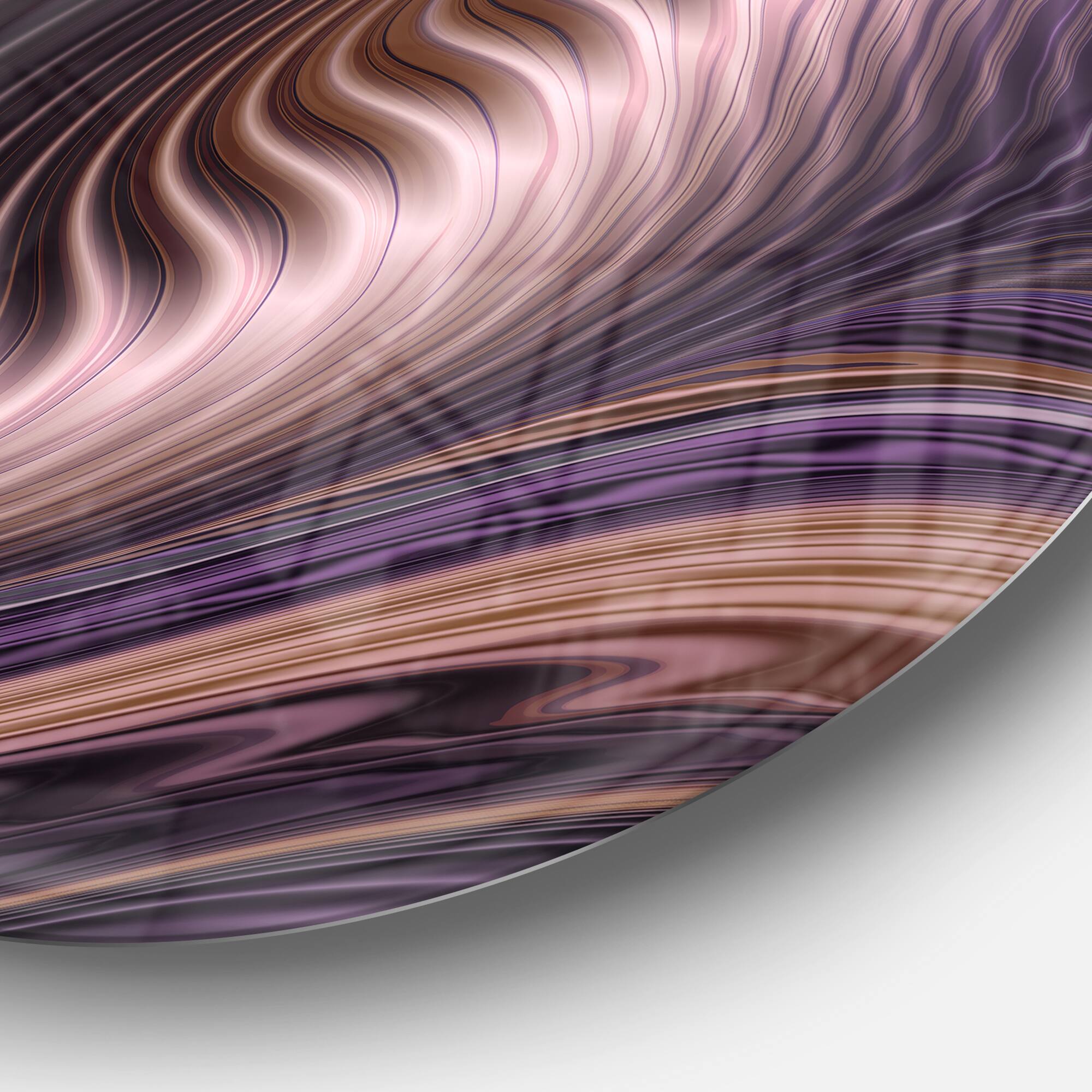 Designart - Purple Waves Fractal Wall Art&#x27; Abstract Metal Circle Wall Art Print