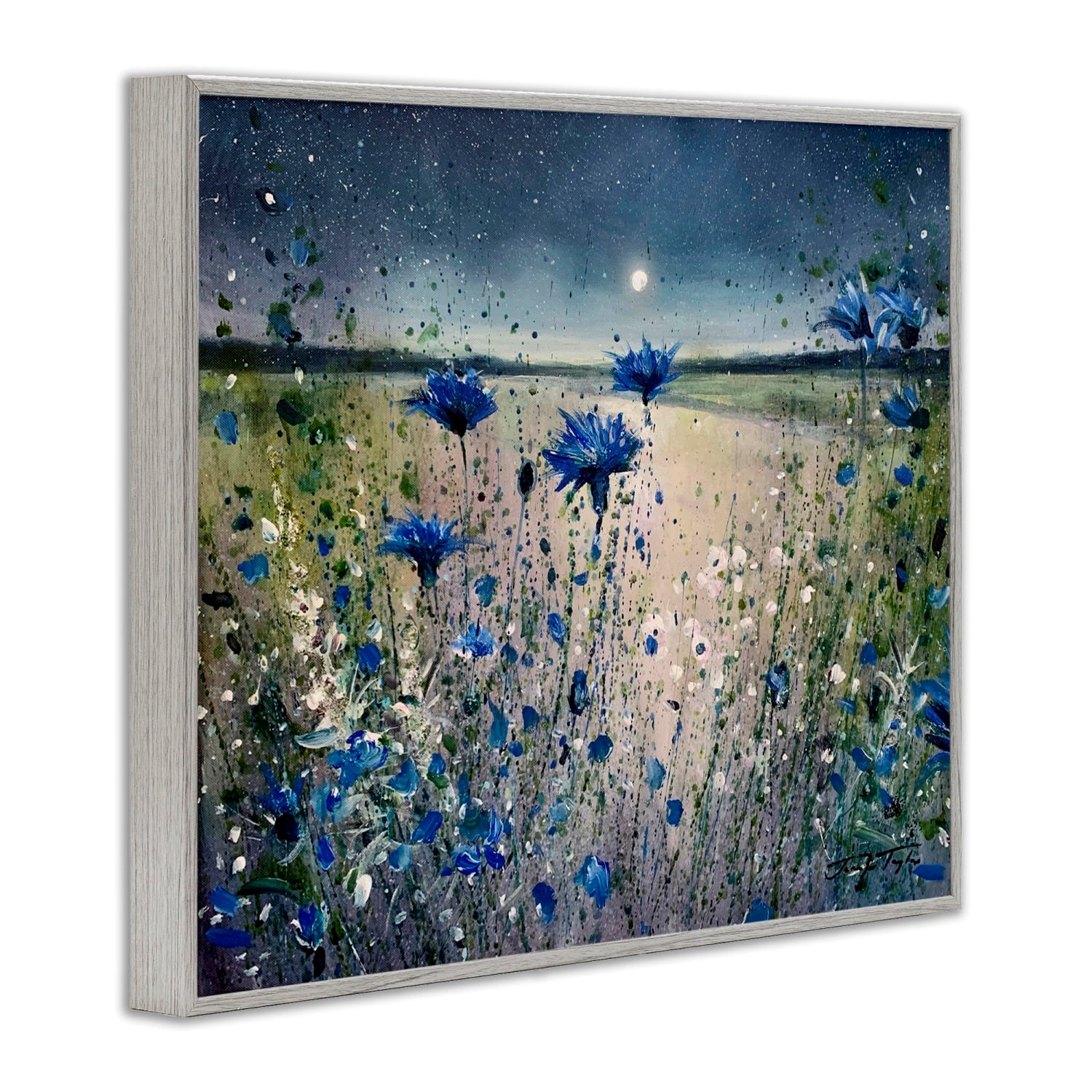 Stupell Industries Moon over Blooming Flowers Framed Giclee Art