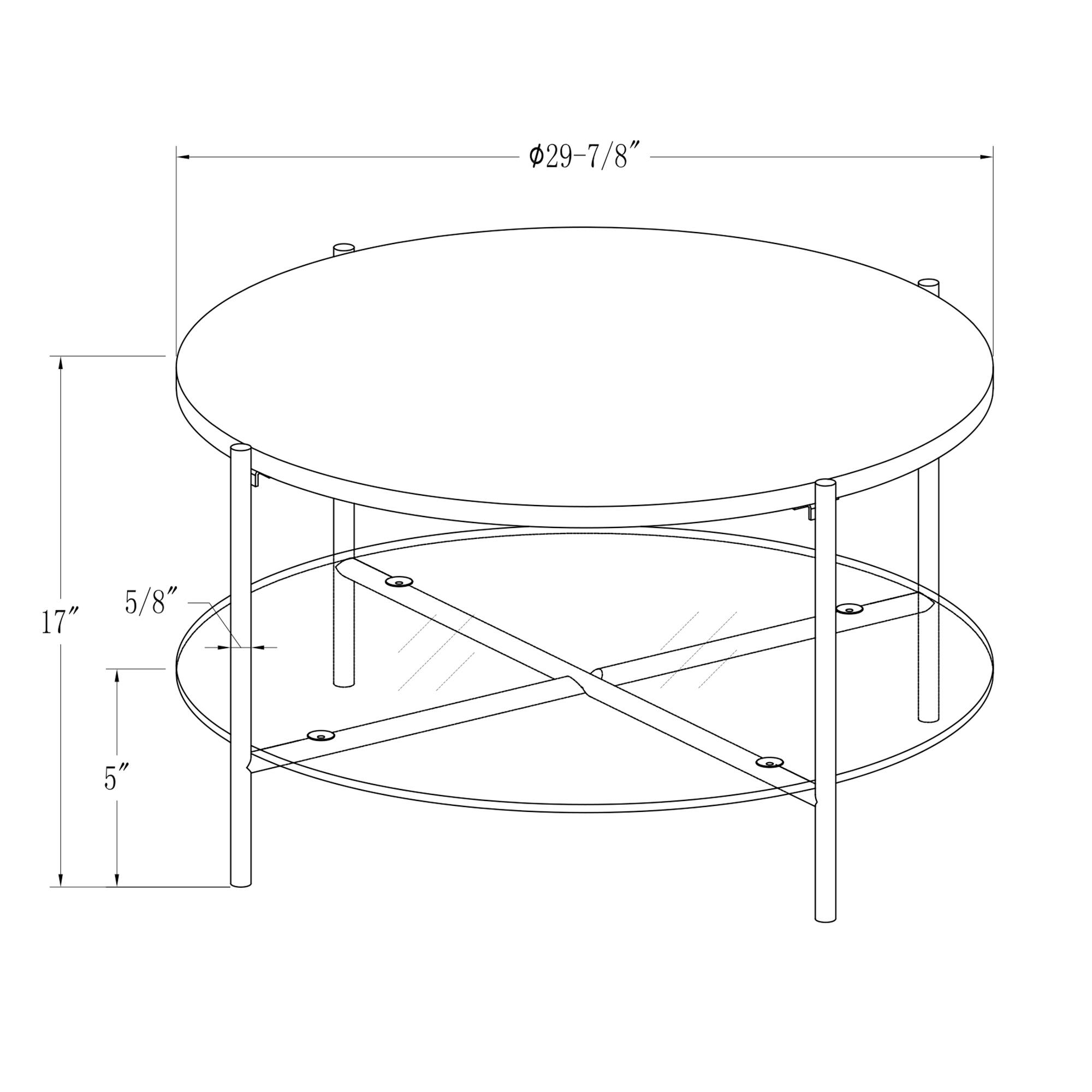 Faux White Marble, Glass &#x26; Chrome Modern Round Coffee Table 