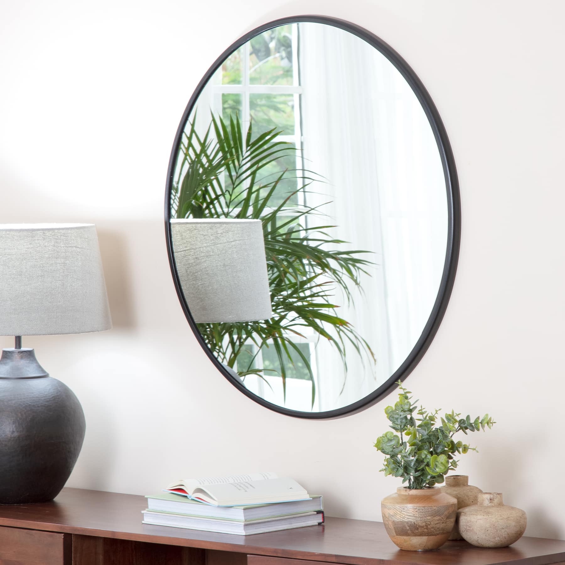 Habitat Adelina 30&#x22; Black Circular Wall Mirror