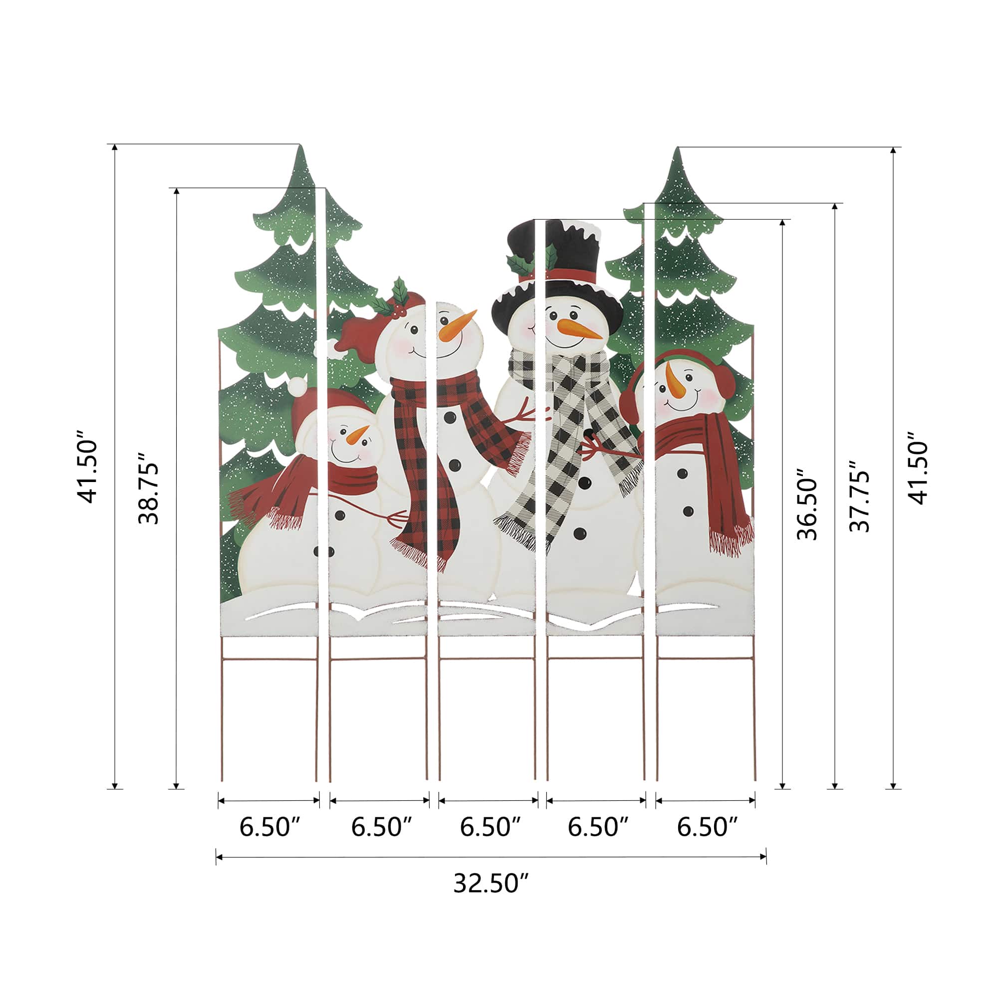 Glitzhome® 41.5'' Metal Snowman Family Combo Yardstake