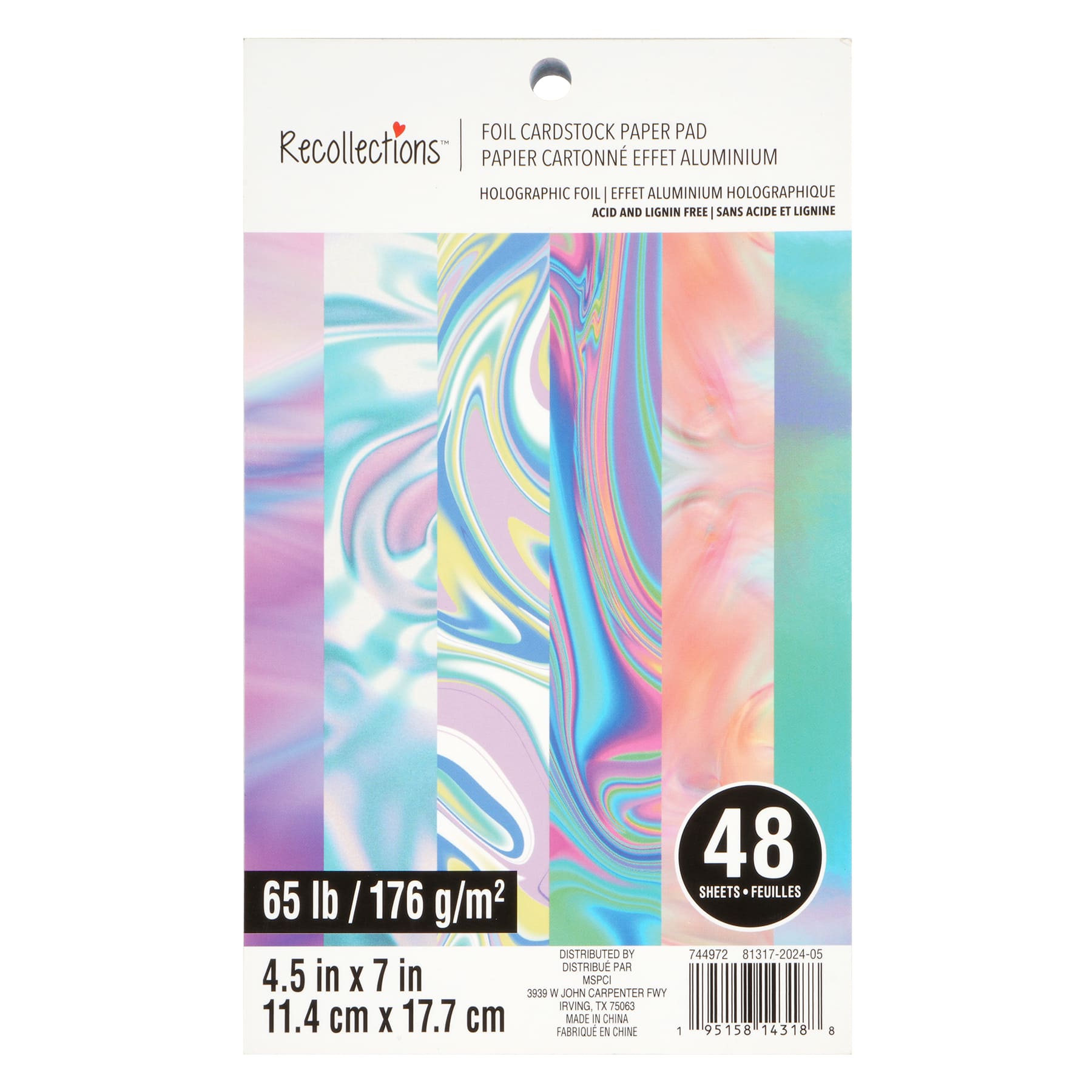 4.5&#x22; x 7&#x22; Holographic Foil Cardstock Paper Pad, 48 Sheets by Recollections&#x2122;
