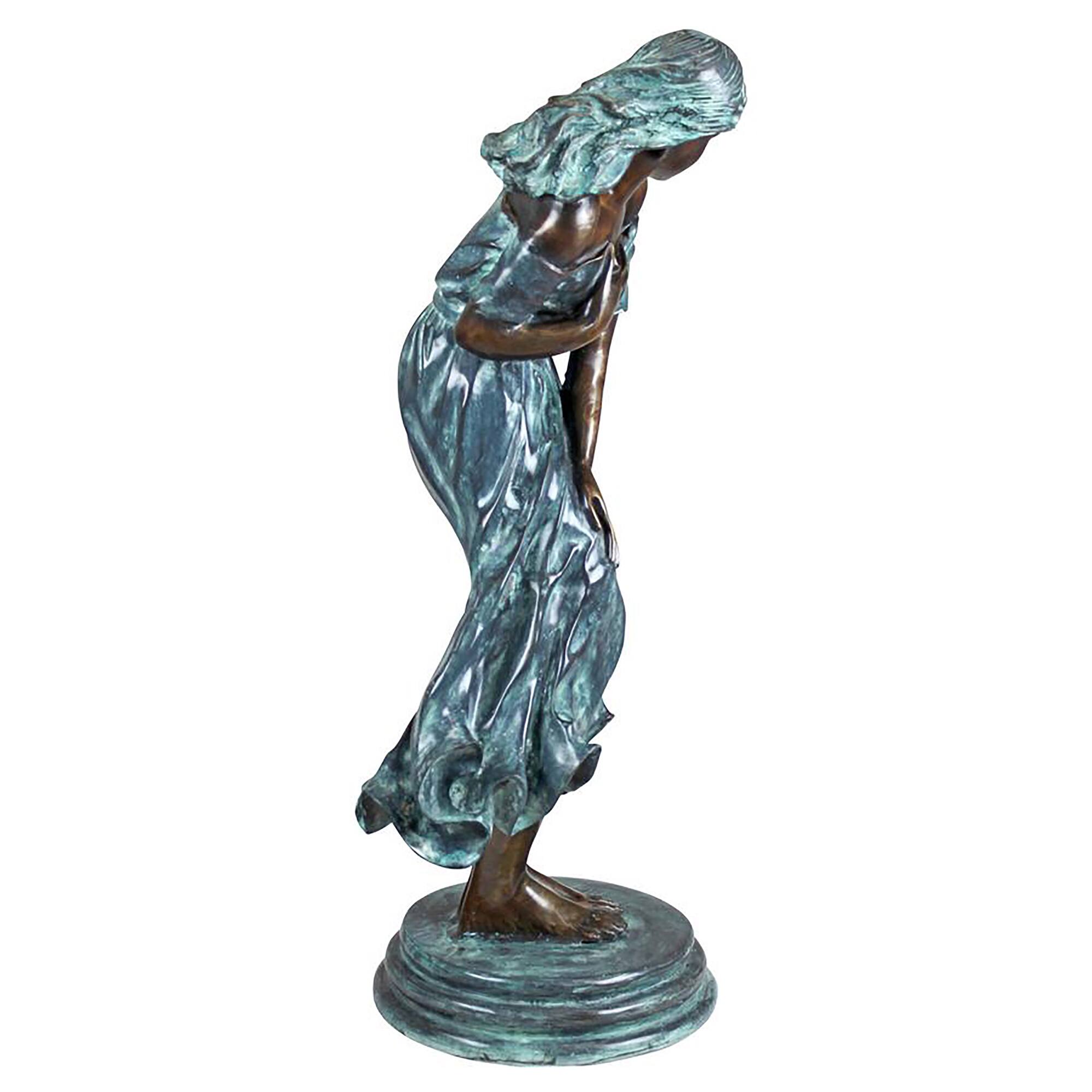 Design Toscano 36&#x22; Windblown Quality Lost Wax Bronze Statue