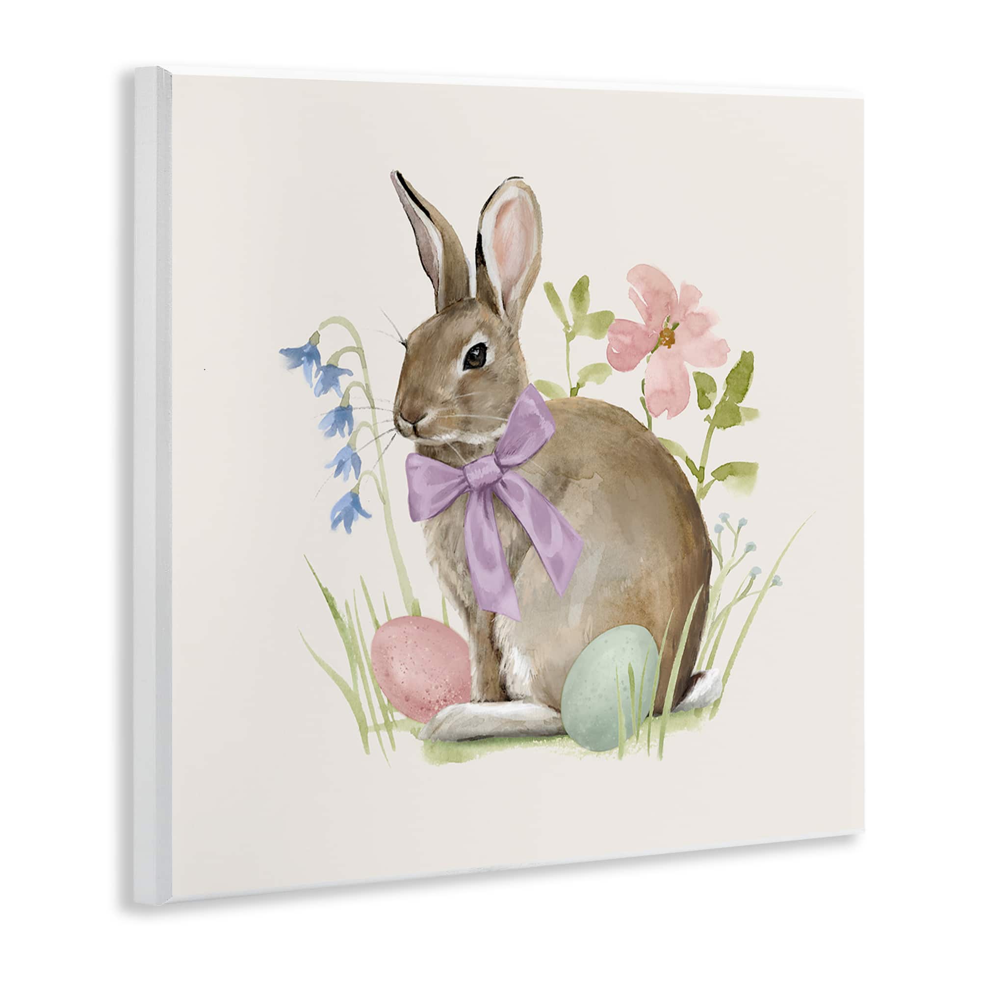 Stupell Industries Spring Bunny Rabbit Easter Eggs Blossoming Flowers Wall Plaque Art