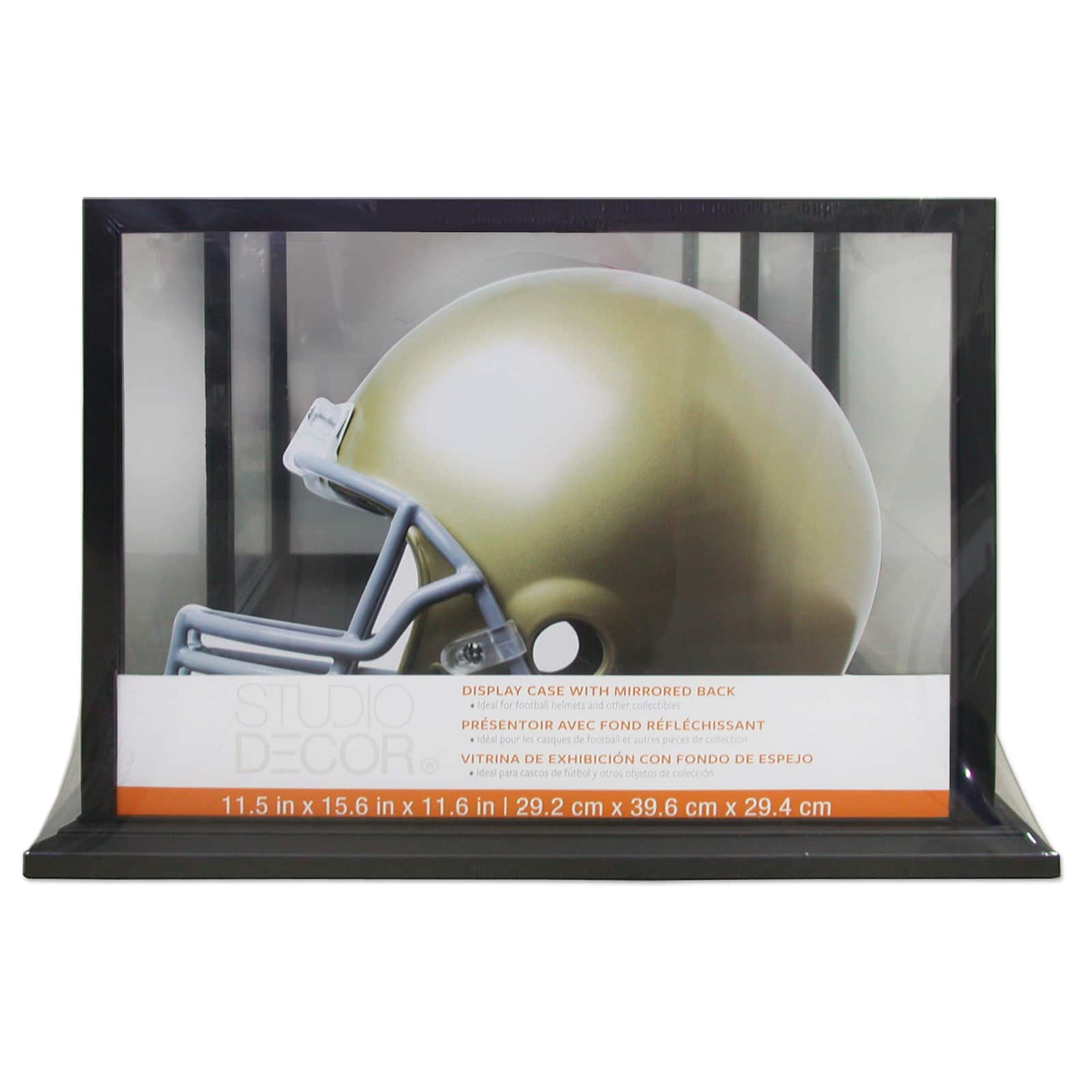 6 Pack: Black Football Helmet Display Case with Mirror Back by Studio D&#xE9;cor&#xAE;