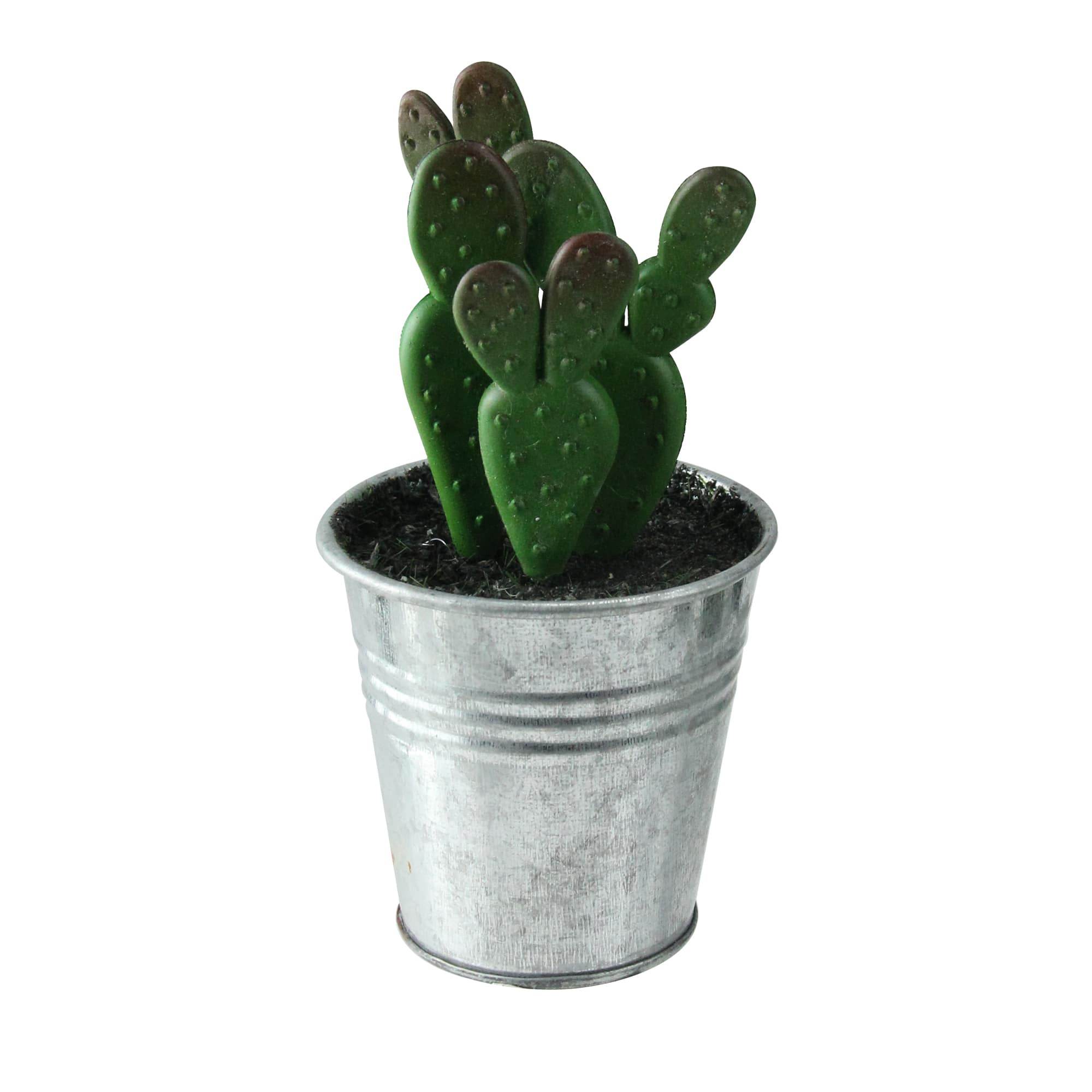 5.25" Green Mini Cactus in Tin Pot