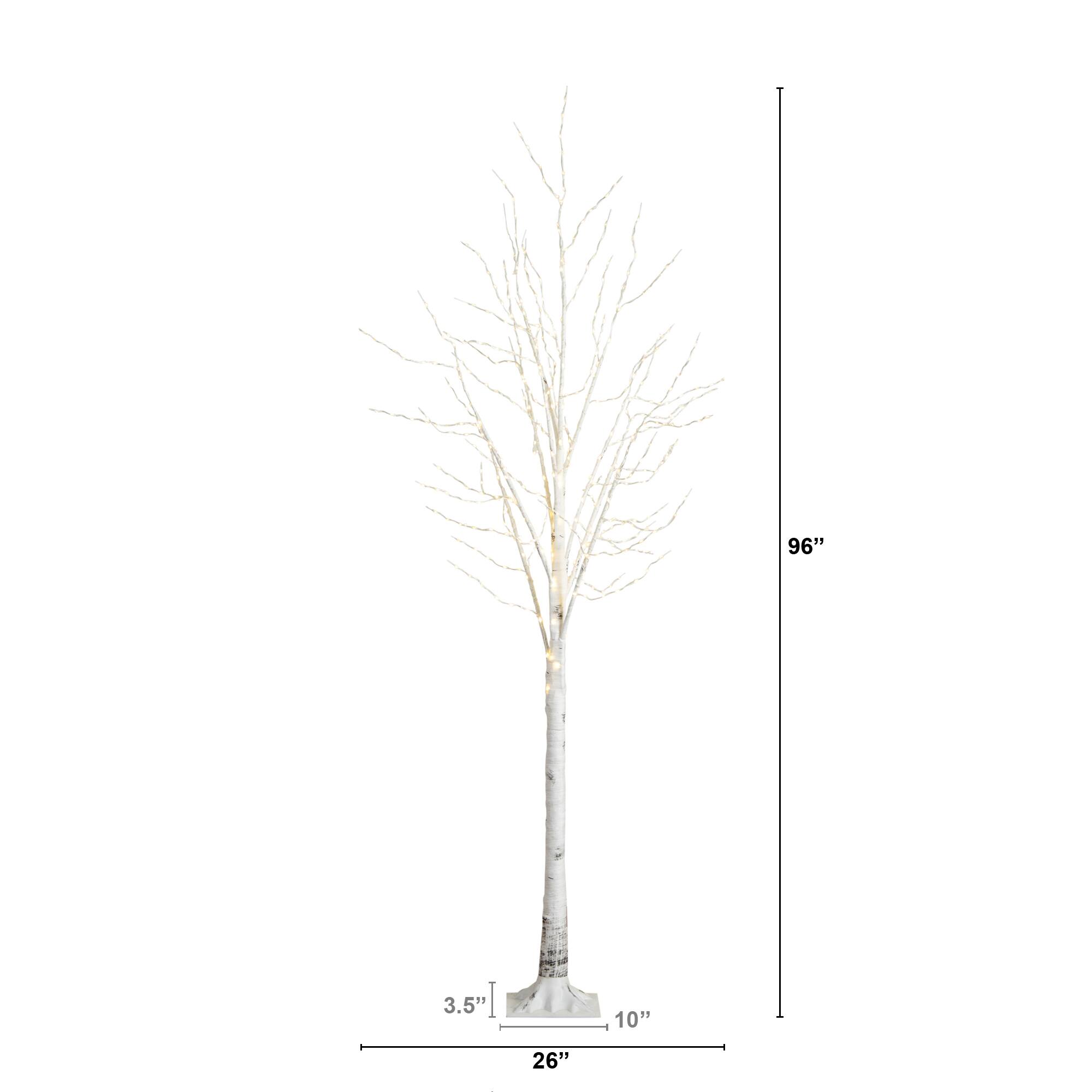8ft. Pre-Lit White Birch Artificial Christmas Tree, Warm White LED Lights