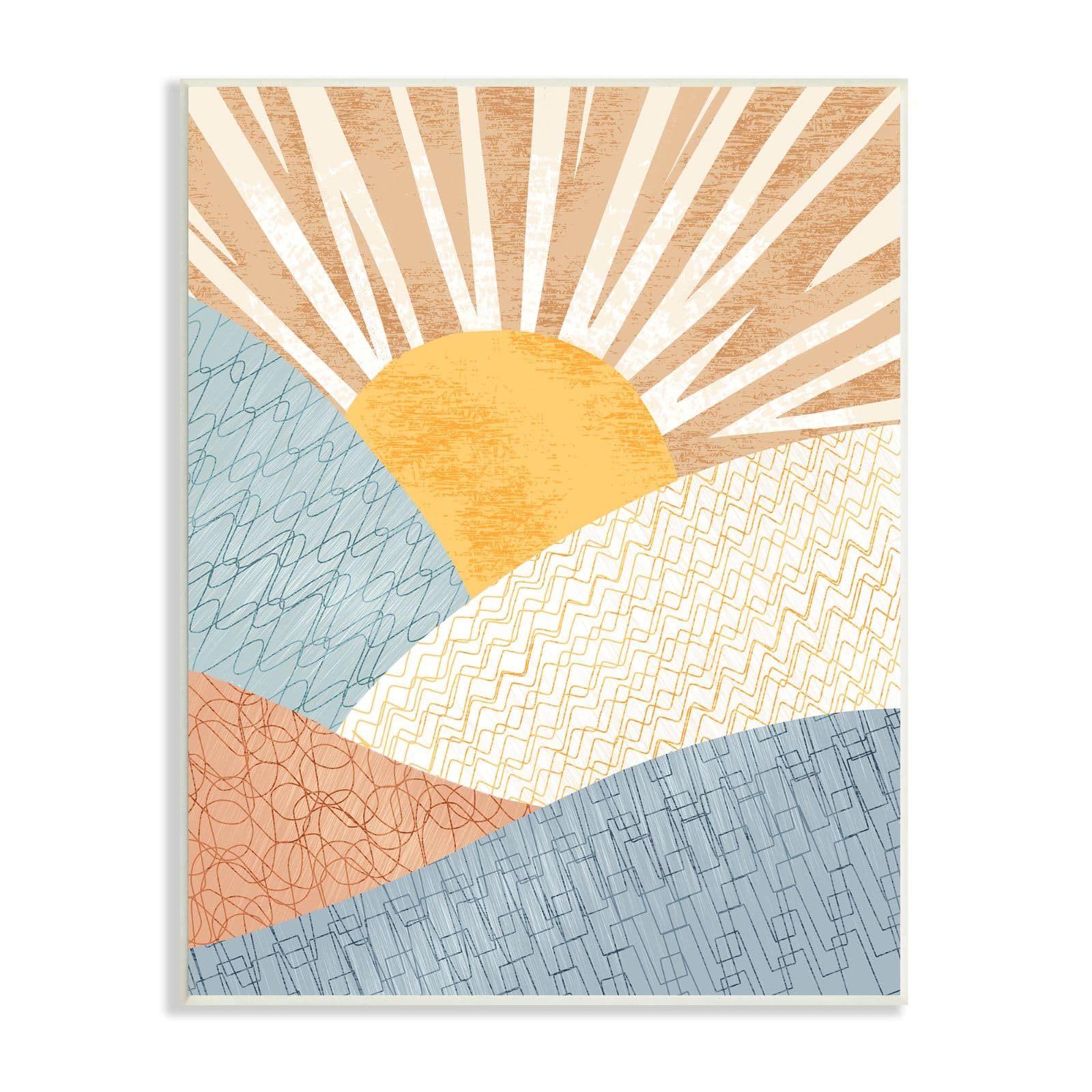 Stupell Industries Kids' Bold Sun Sunrise Rolling Hills Abstract Patterns Wall Plaque