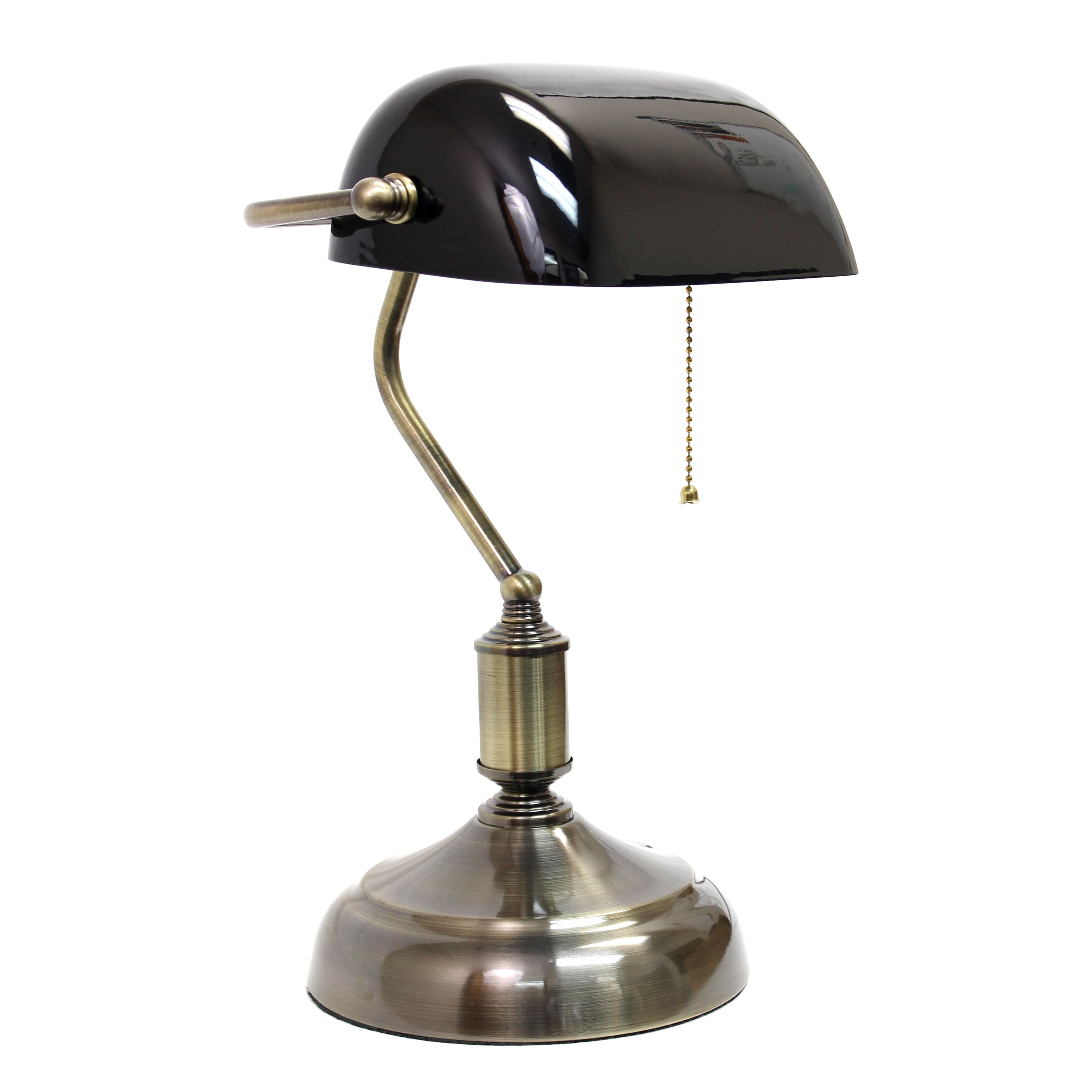 Simple Designs 15" Executive Banker's Desk Lamp with Glass Shade
