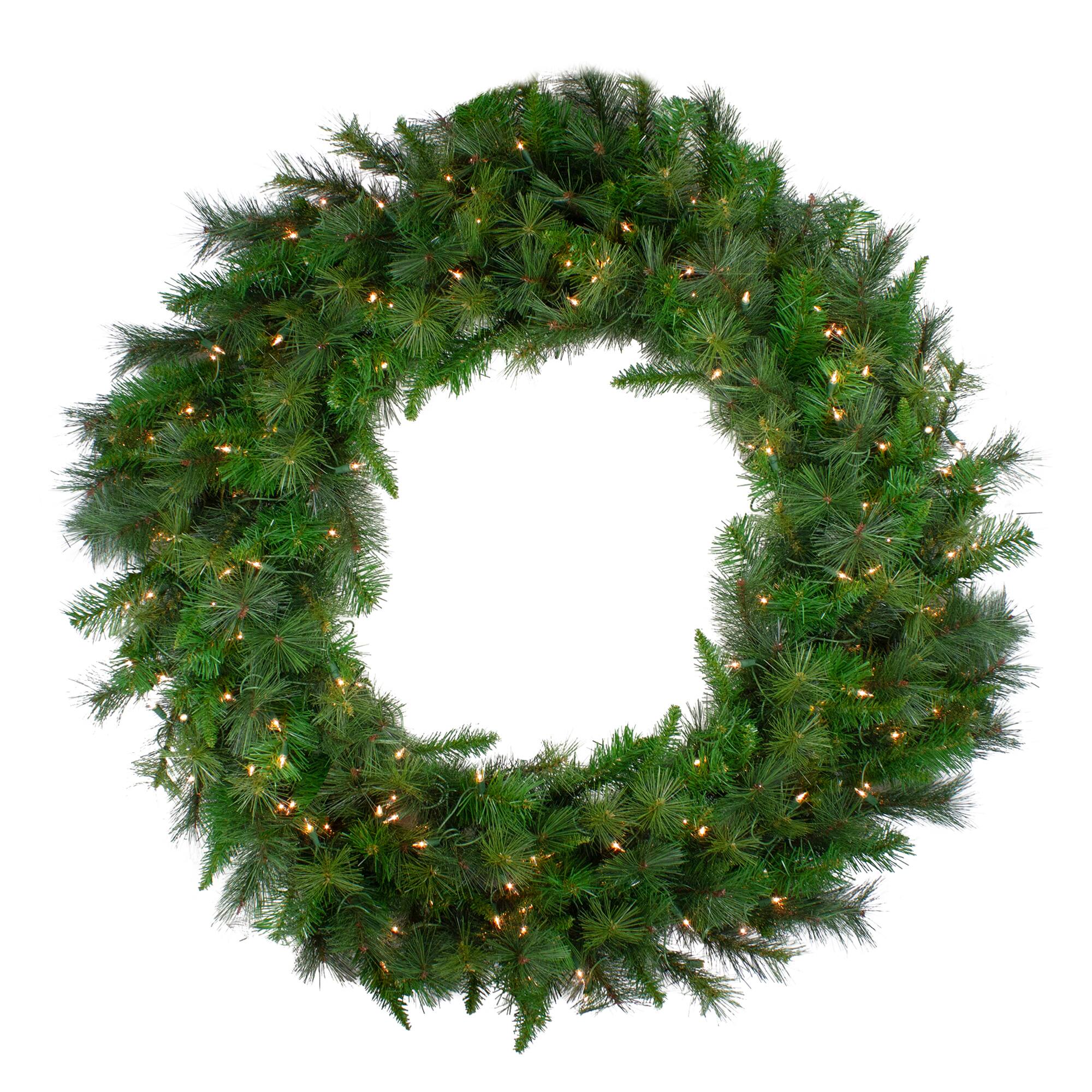 60&#x22; Pre-Lit Artificial Canyon Pine Wreath