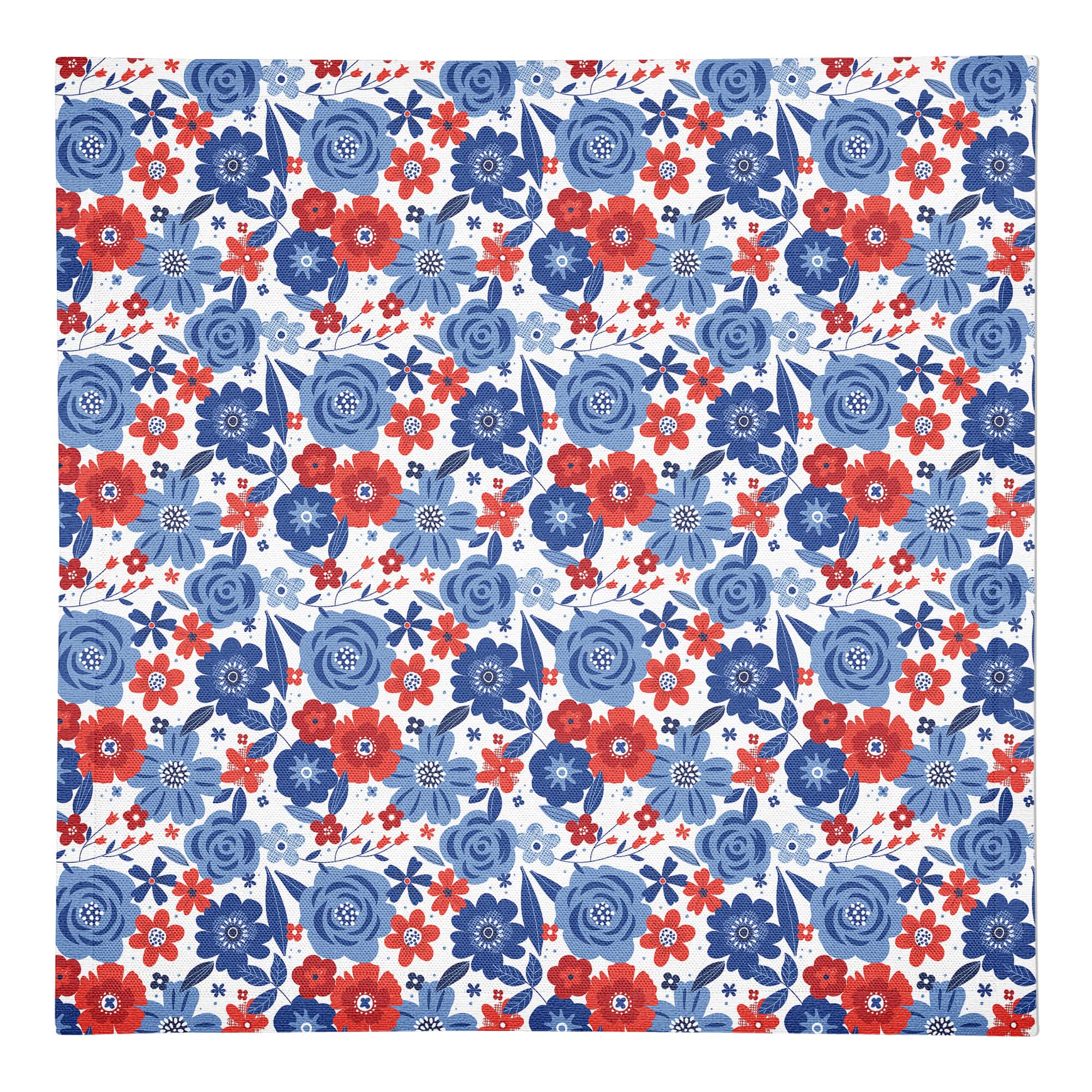 Red White and Blue Florals Cotton Twill Napkin