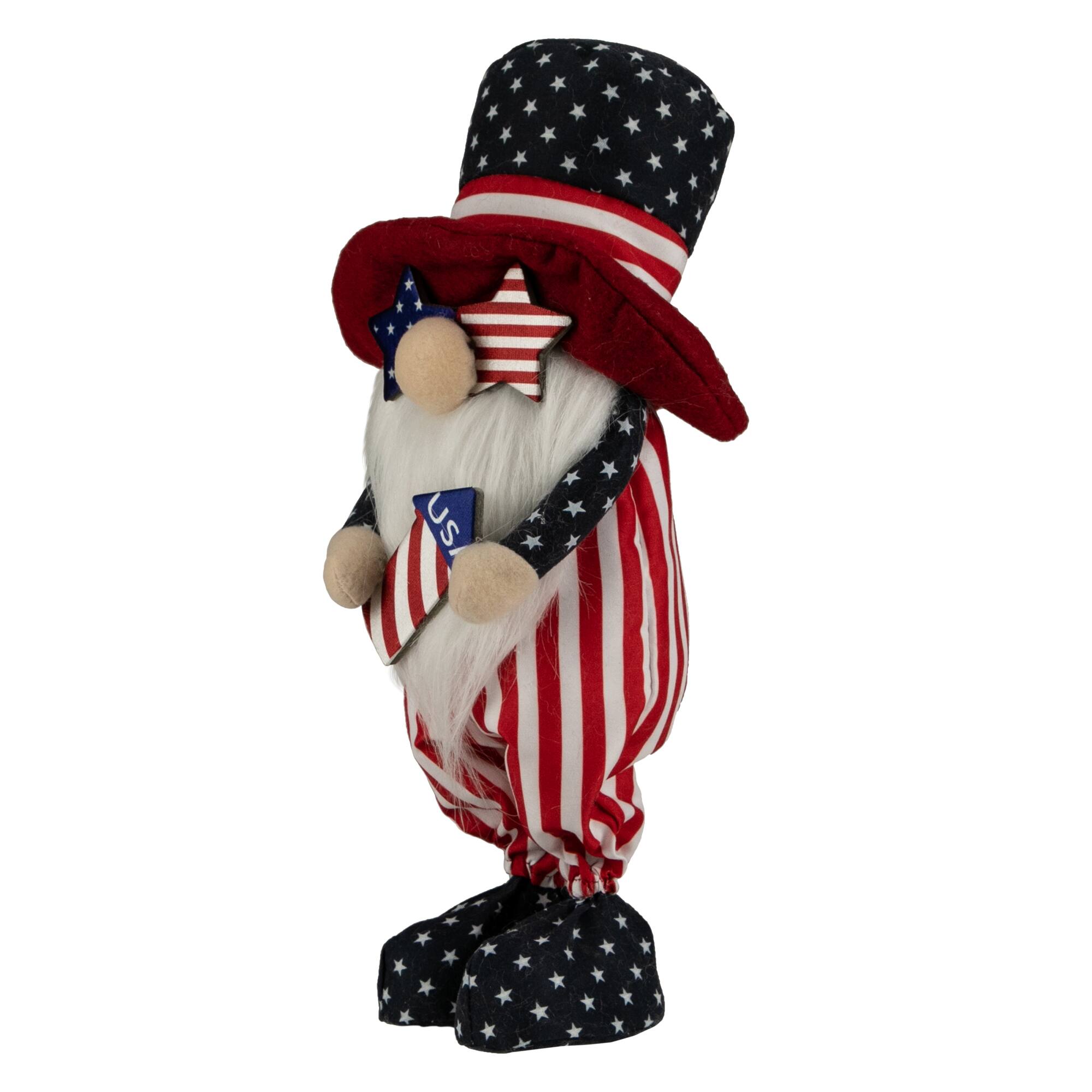12.2" Patriotic Rocket 4th of July Americana Gnome with Star-Shapes Sunglasses