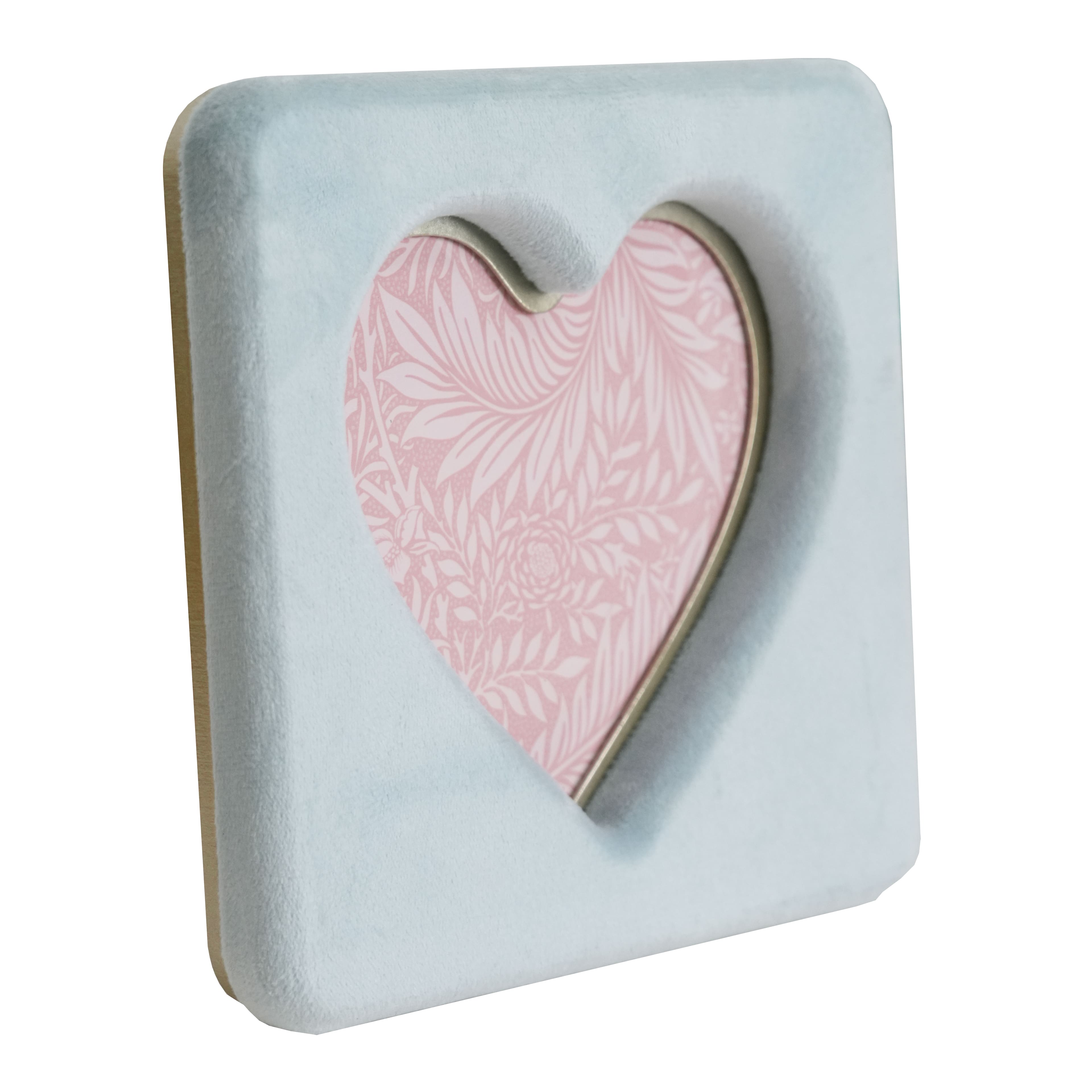 Just Jane 5&#x22; x 5&#x22; Blue Velvet with Gold Heart Tabletop Frame by Studio D&#xE9;cor&#xAE;