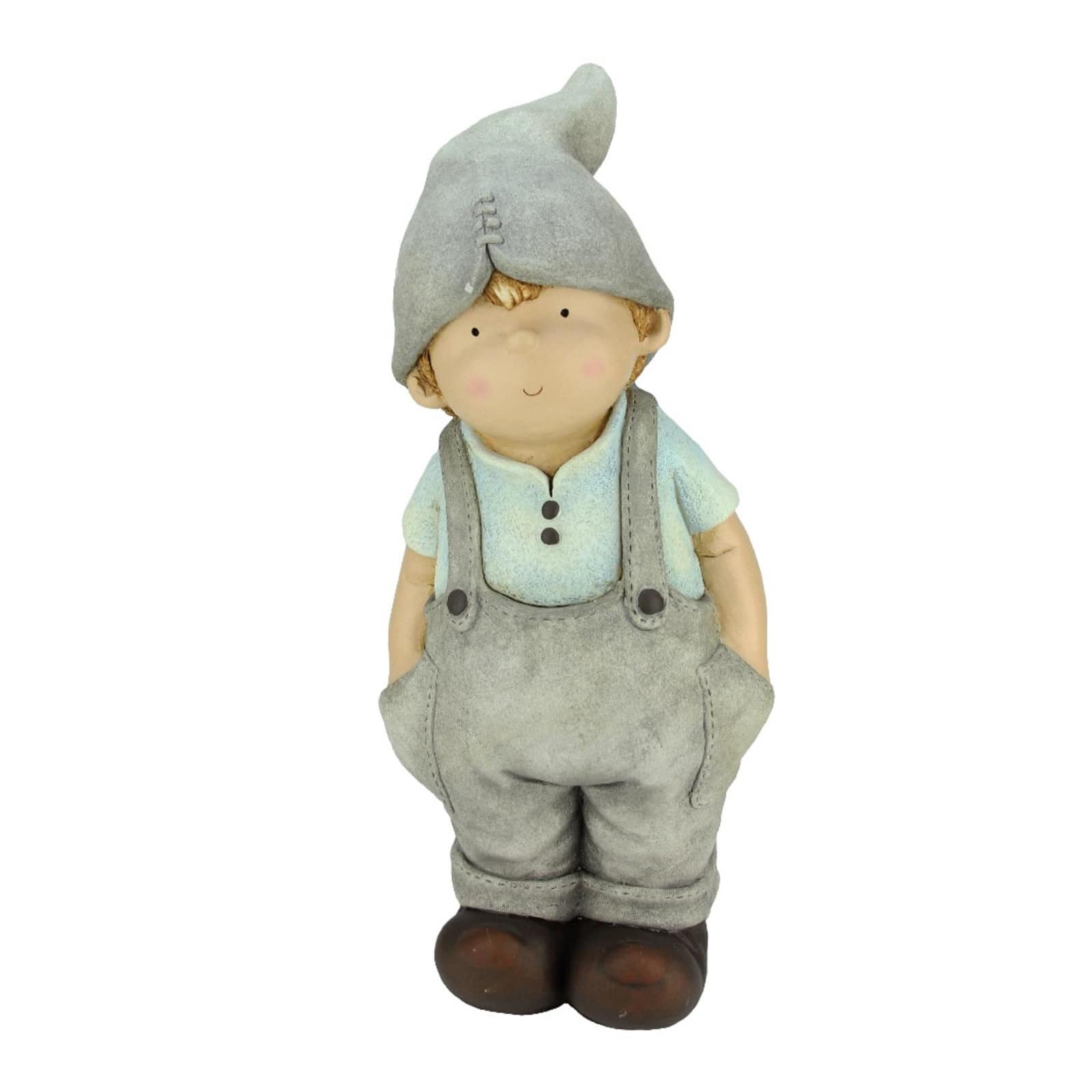 17.75" Young Boy Gnome with Hands in Pockets Spring Outdoor Garden Statue