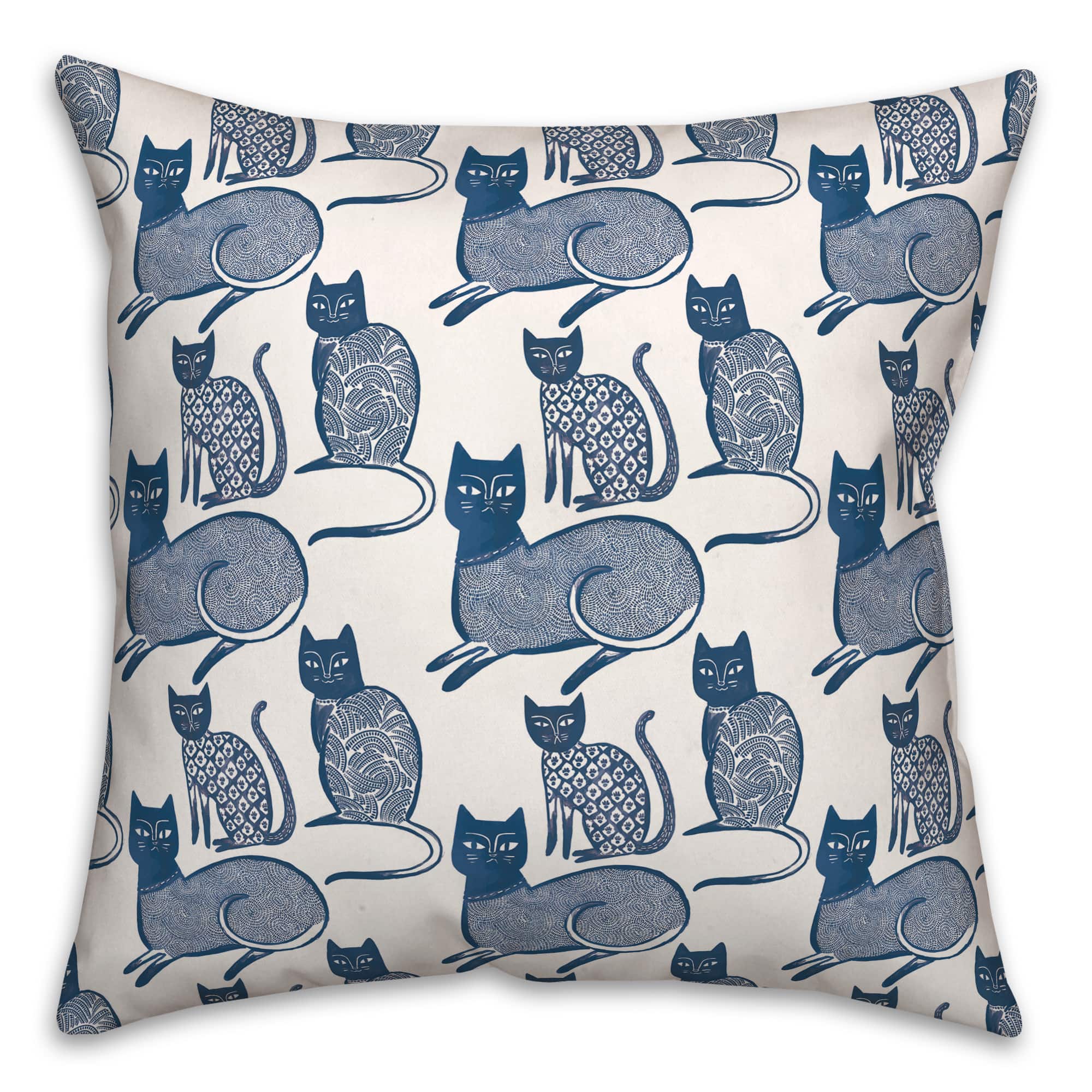 Blue Cat Pattern 18" x 18" Throw Pillow