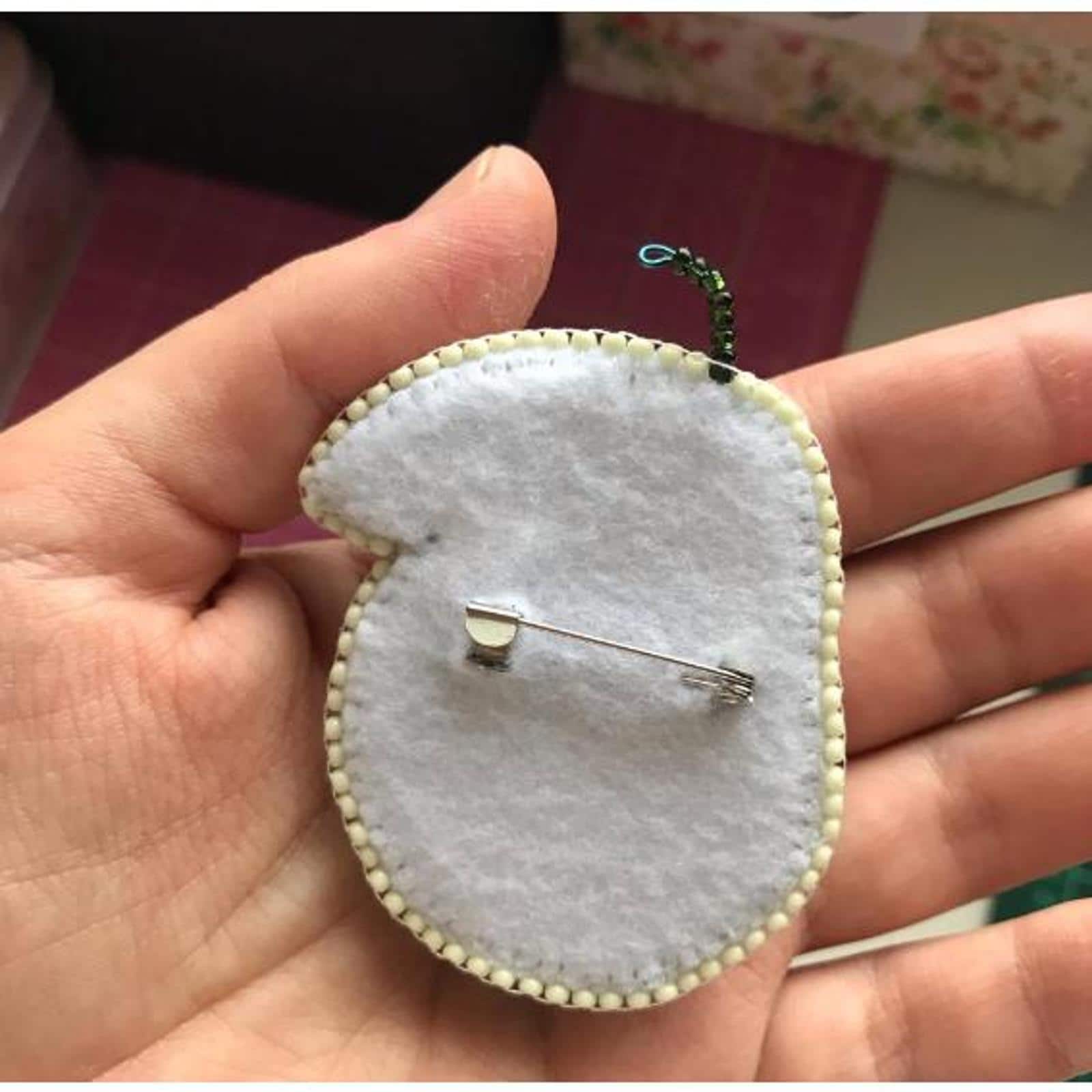 Crystal Art Beadwork Kit For Creating Brooch Avocado