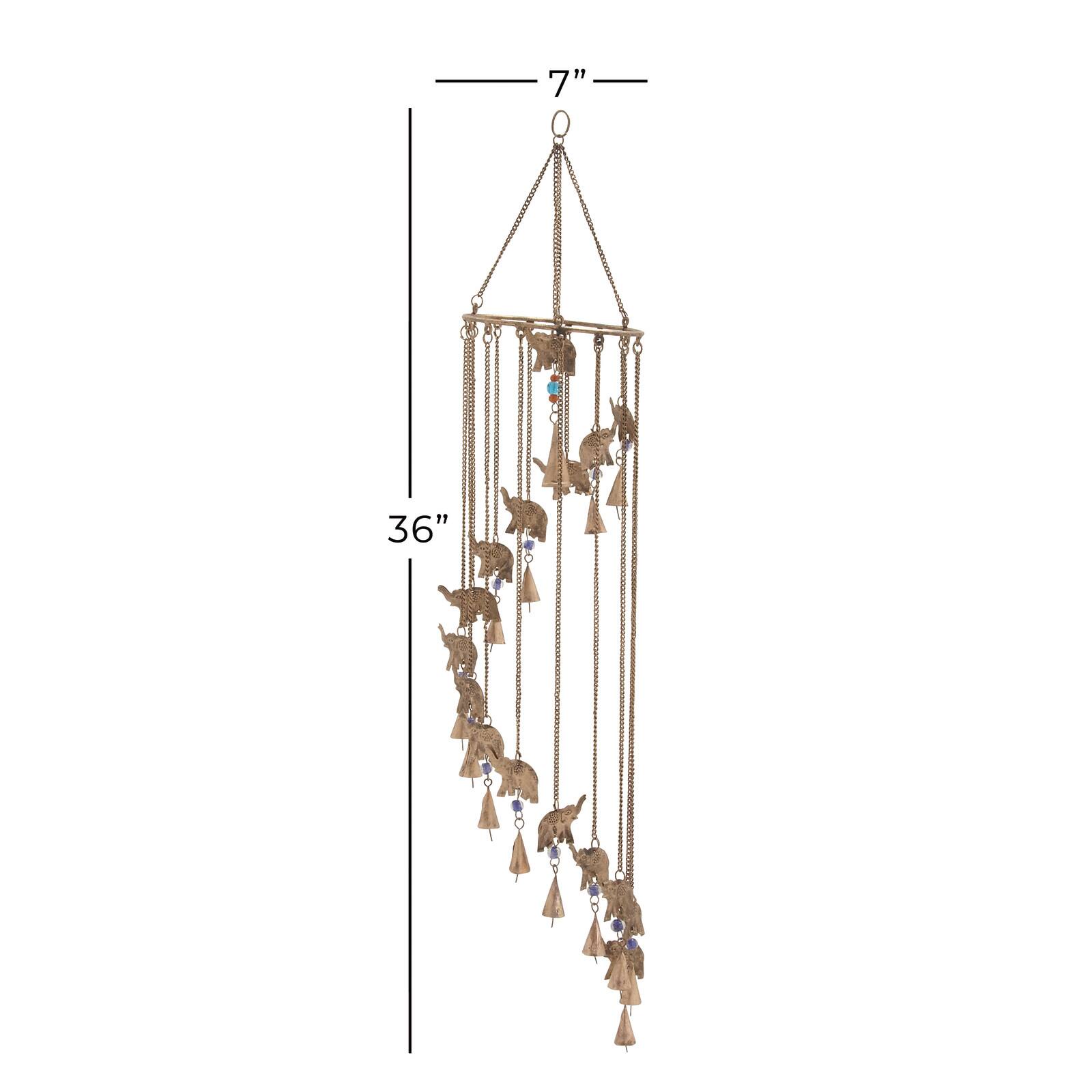 36&#x22; Brass Metal Eclectic Elephant Wind Chime