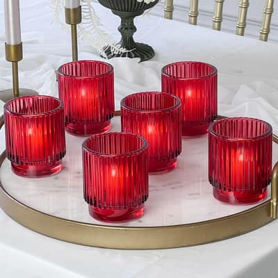 Round Clear Glass Tea Light Candle Holders, Set of 12
