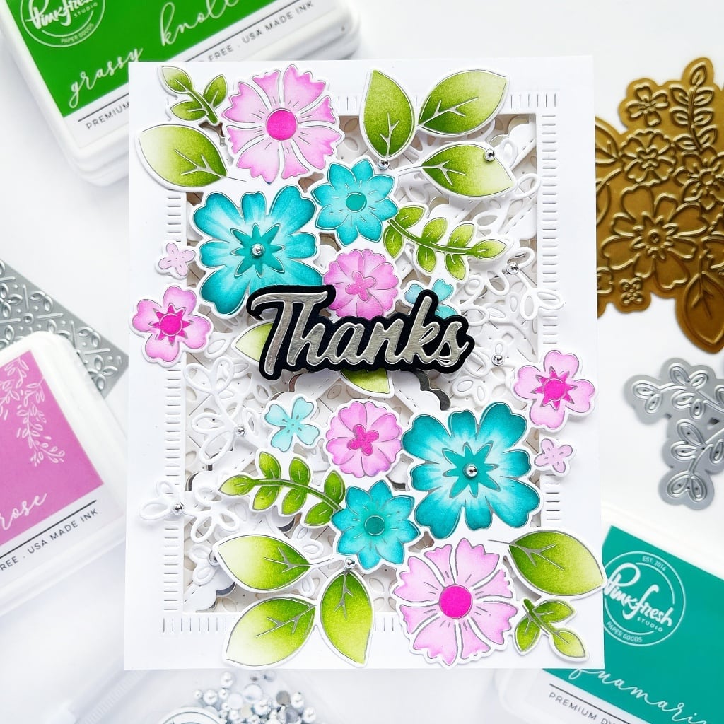 Pinkfresh Studio Floral &#x26; Diamond Tiles Cover Plate Die