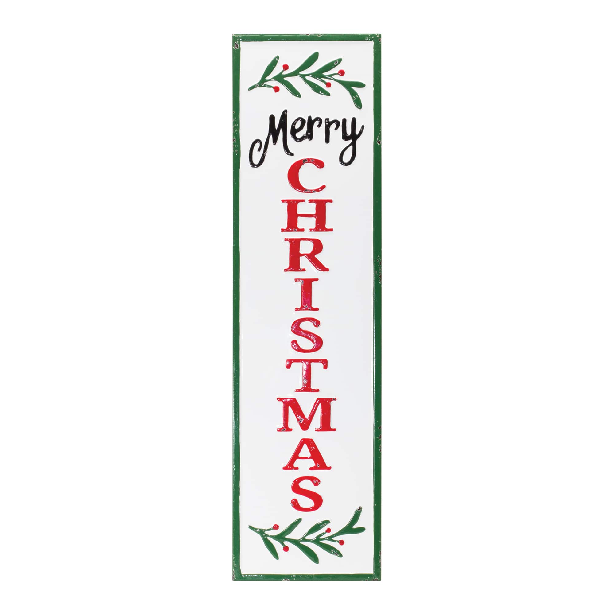 33.25&#x22; Metal Merry Christmas Indoor Porch Holiday Sign D&#xE9;cor