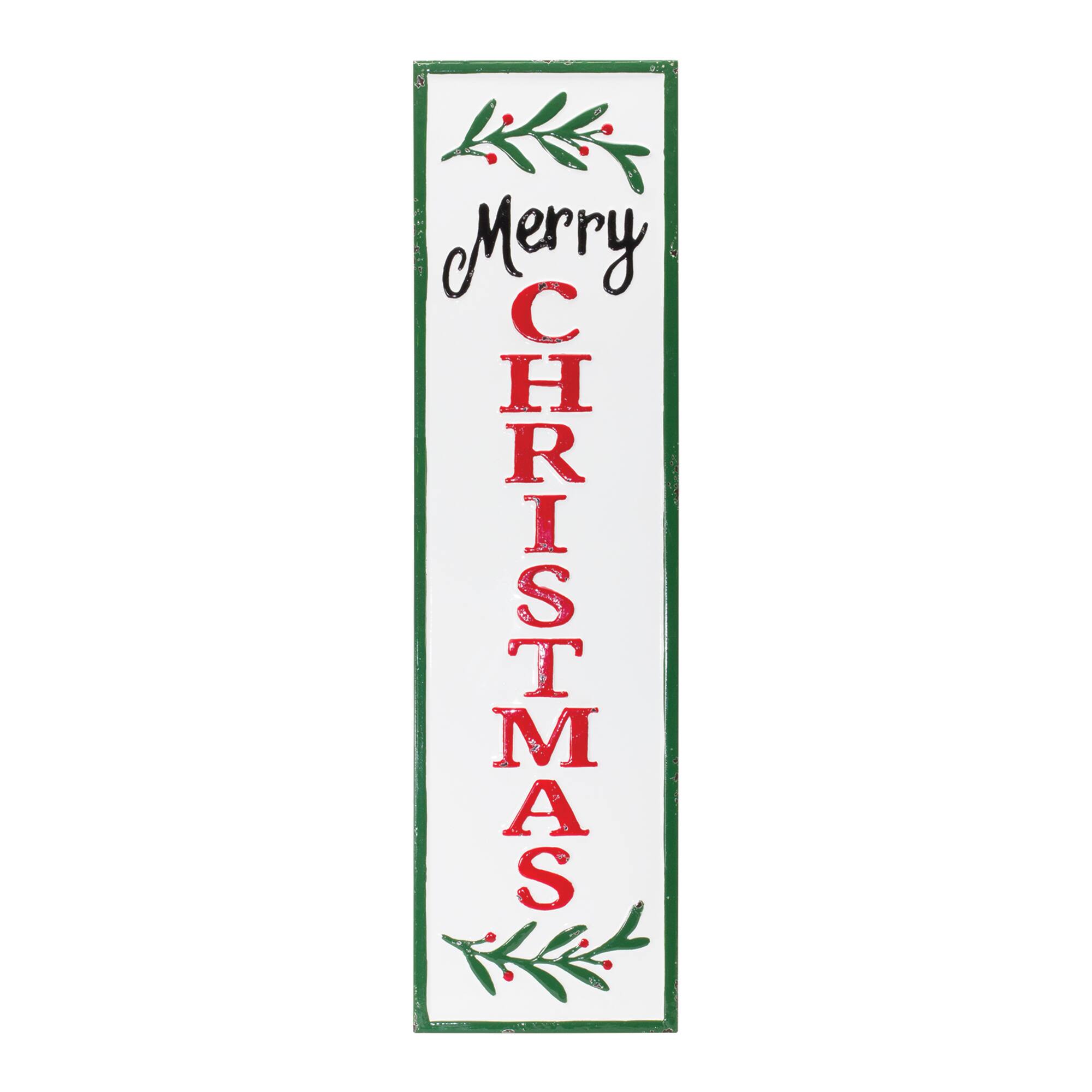 33.25" Metal Merry Christmas Indoor Porch Holiday Sign Décor