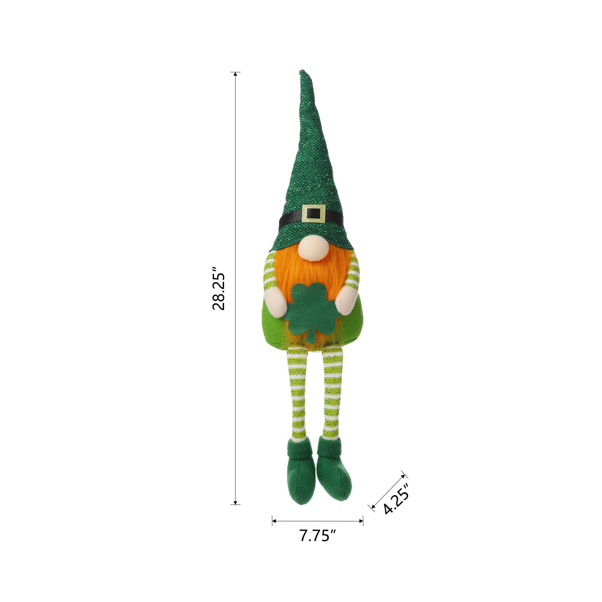 Glitzhome&#xAE; 28.25&#x27;&#x27; St. Patrick&#x27;s Fabric Gnome Shelf Sitter with Dangling Legs