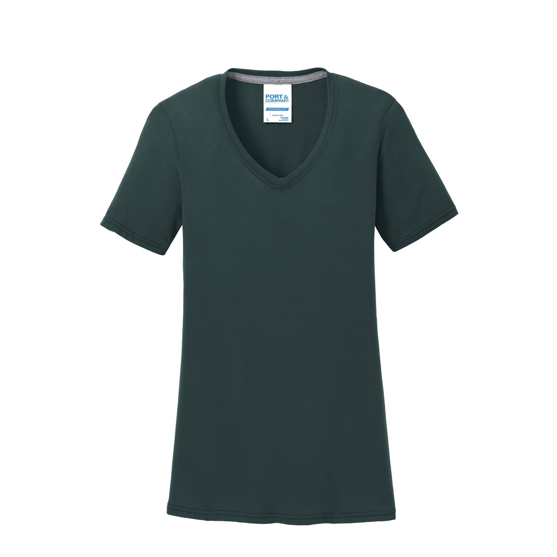 Port & Company® Colors Ladies Performance Blend V-Neck T-Shirt