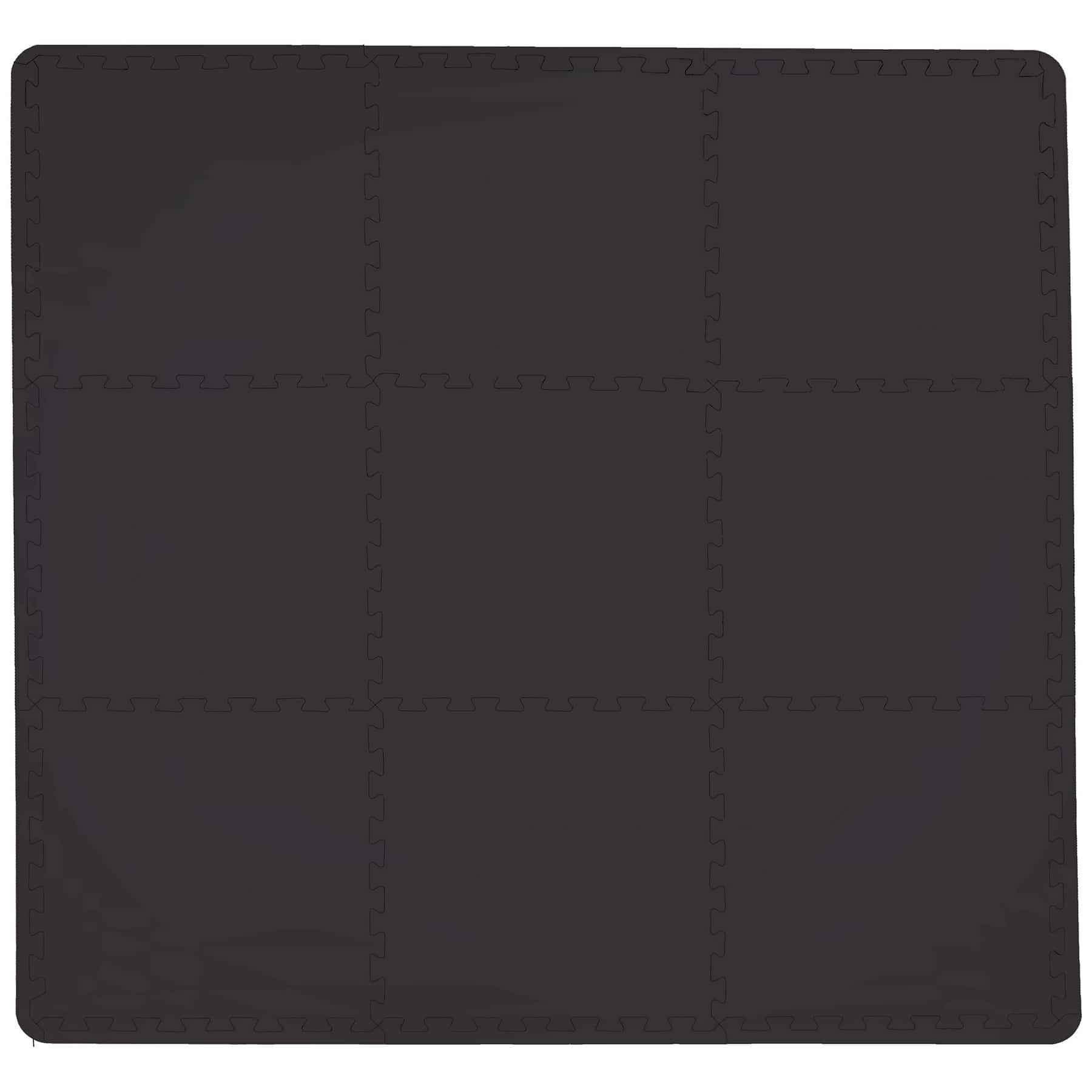 FloorPops Black Puzzle Interlocking Floor Tiles Set of 9