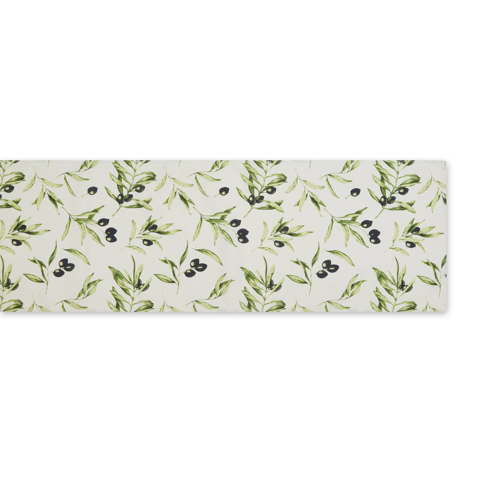 Olives Print Outdoor Table Runner,, 14&#x22; x 72&#x22;