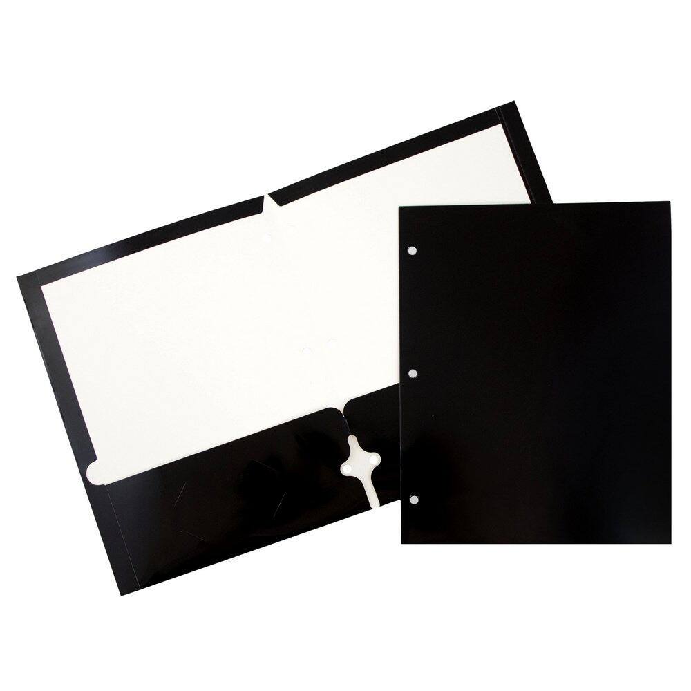 JAM Paper Laminated 2-Pocket Glossy 3-Hole Punch School Folders, 6ct.