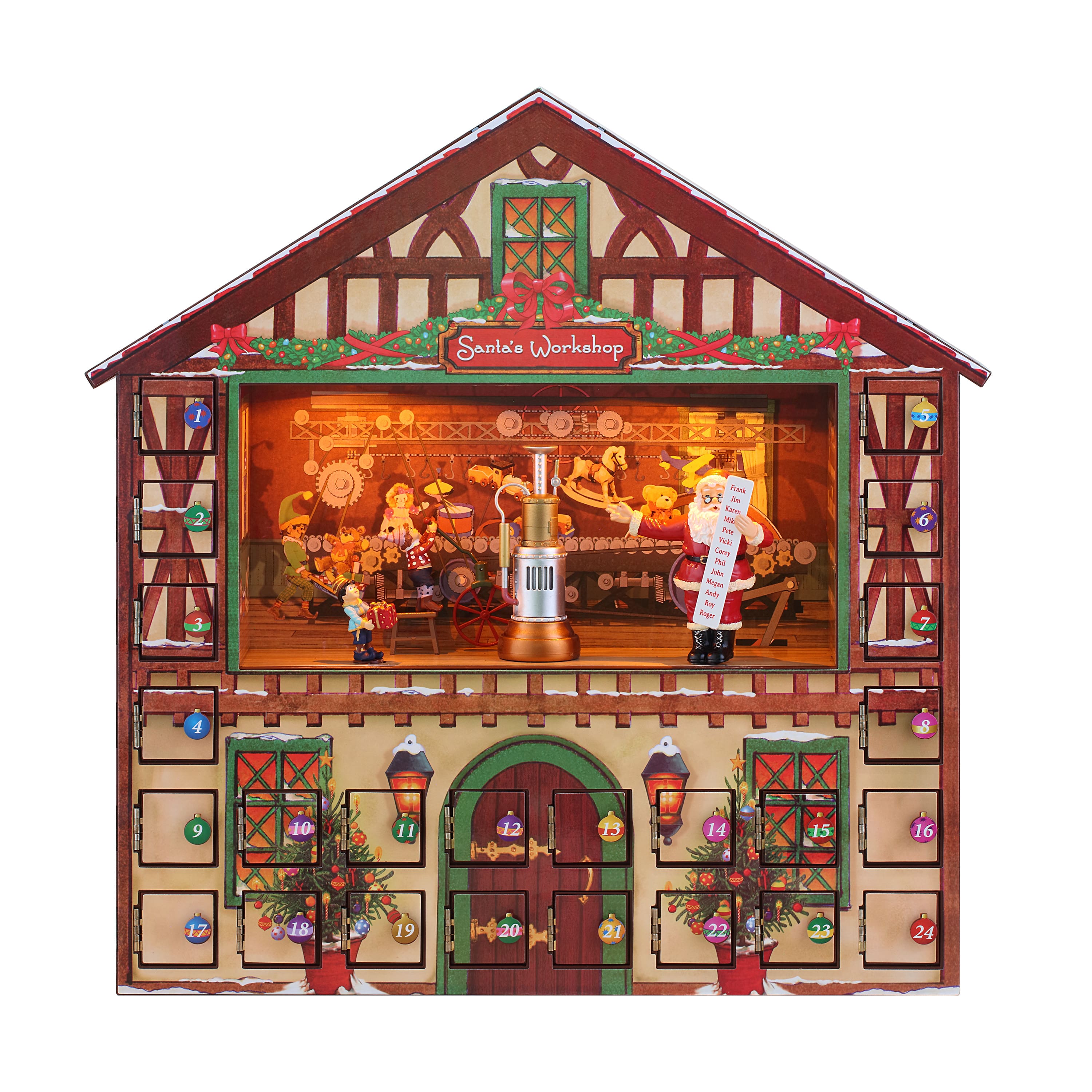 16&#x22; Animated &#x26; Musical Santa&#x27;s Workshop Advent Calendar