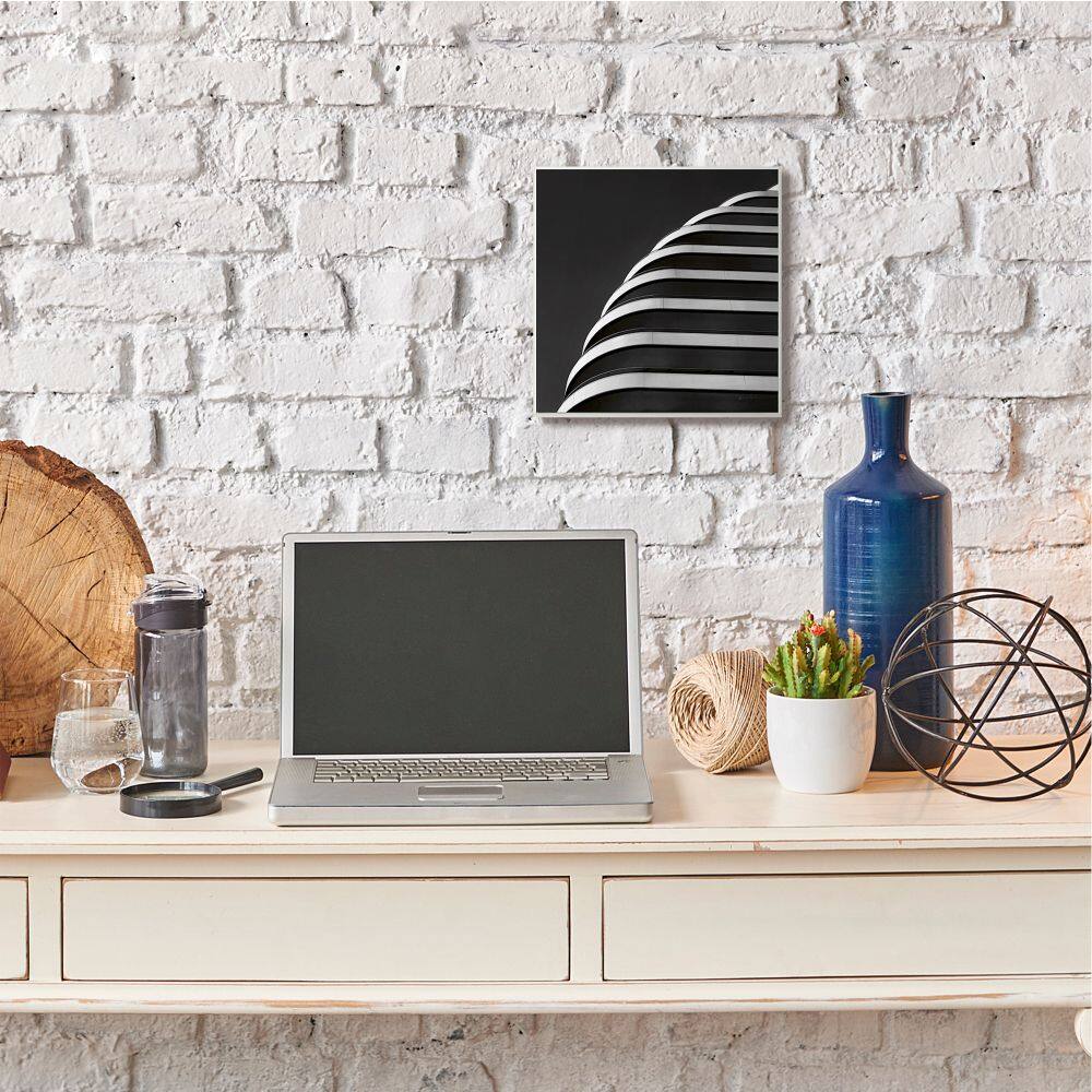 Stupell Industries Modern Architectural Organic Building Black White Photograph Wood Wall Plaque