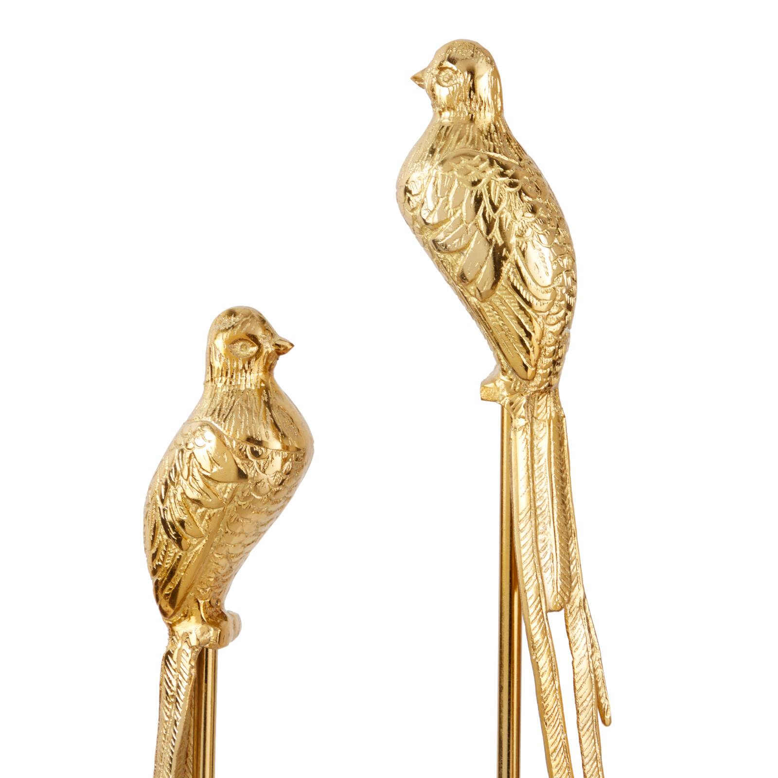Set of 2 Gold Aluminum Eclectic Bird Sculpture, 33&#x22;, 28&#x22;