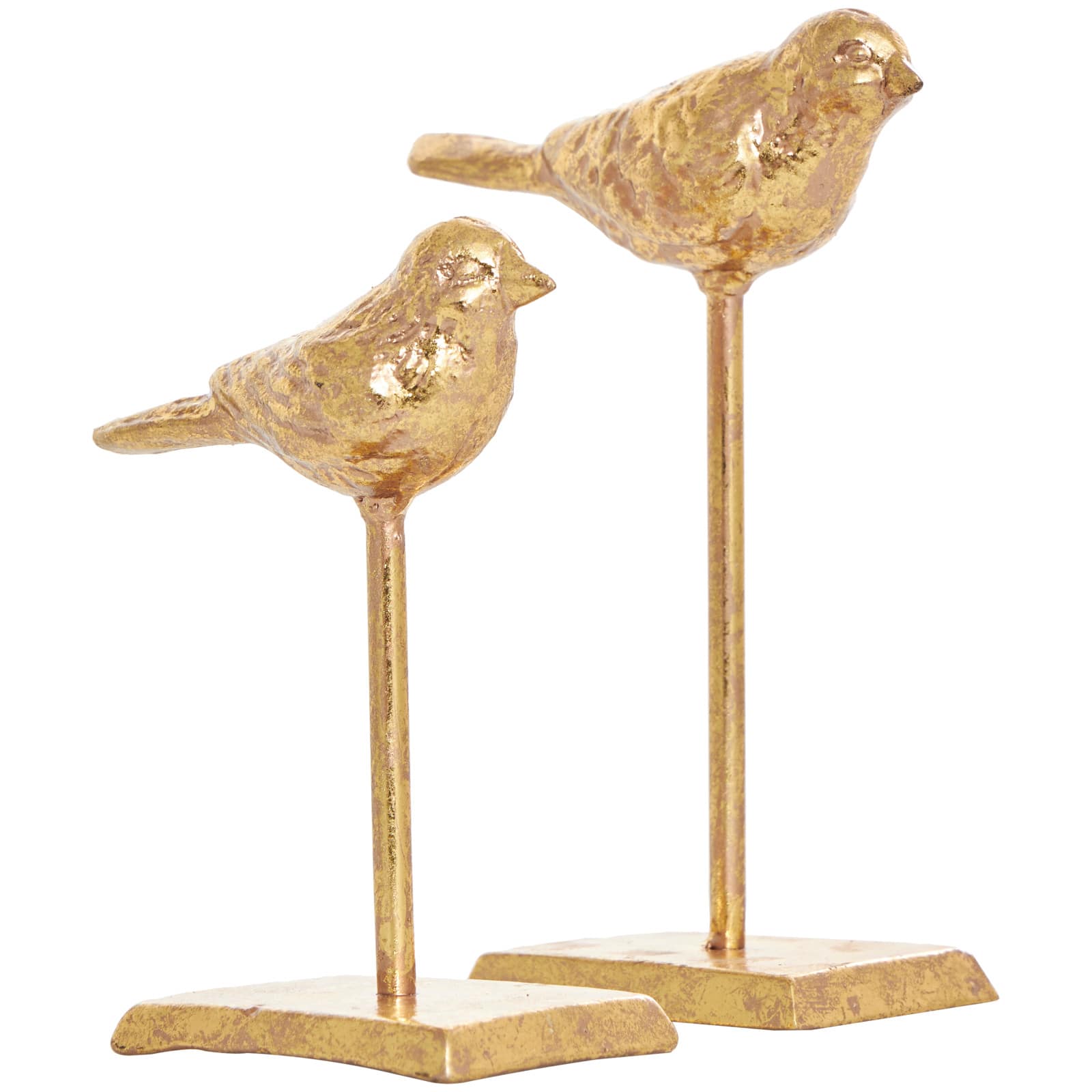 Gold Metal Bird Sculpture with Gold Foil Texturing Set