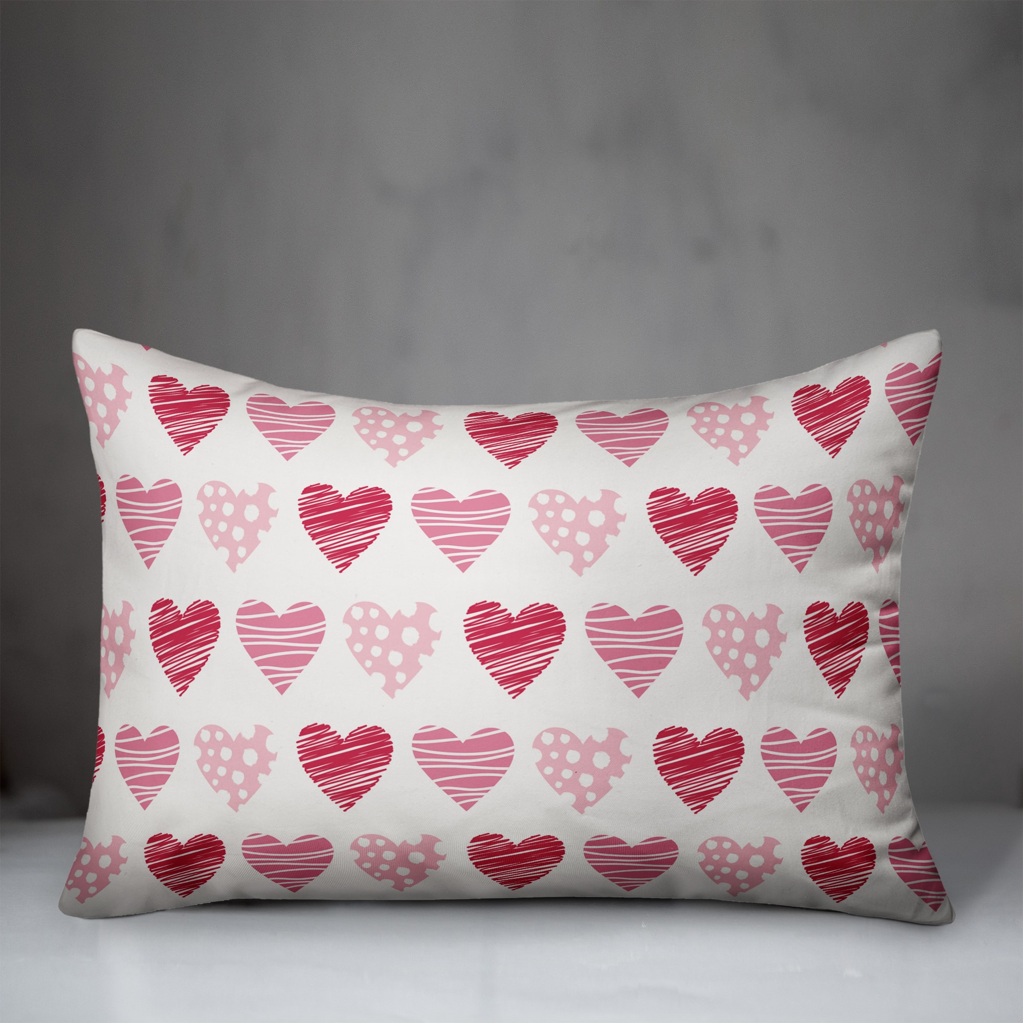 Tri Hearts Rectangle Throw Pillow