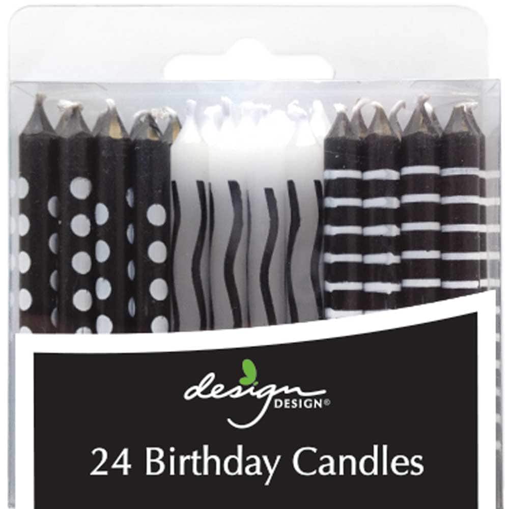 JAM Paper Black &#x26; White Birthday Candle Sticks, 24ct.