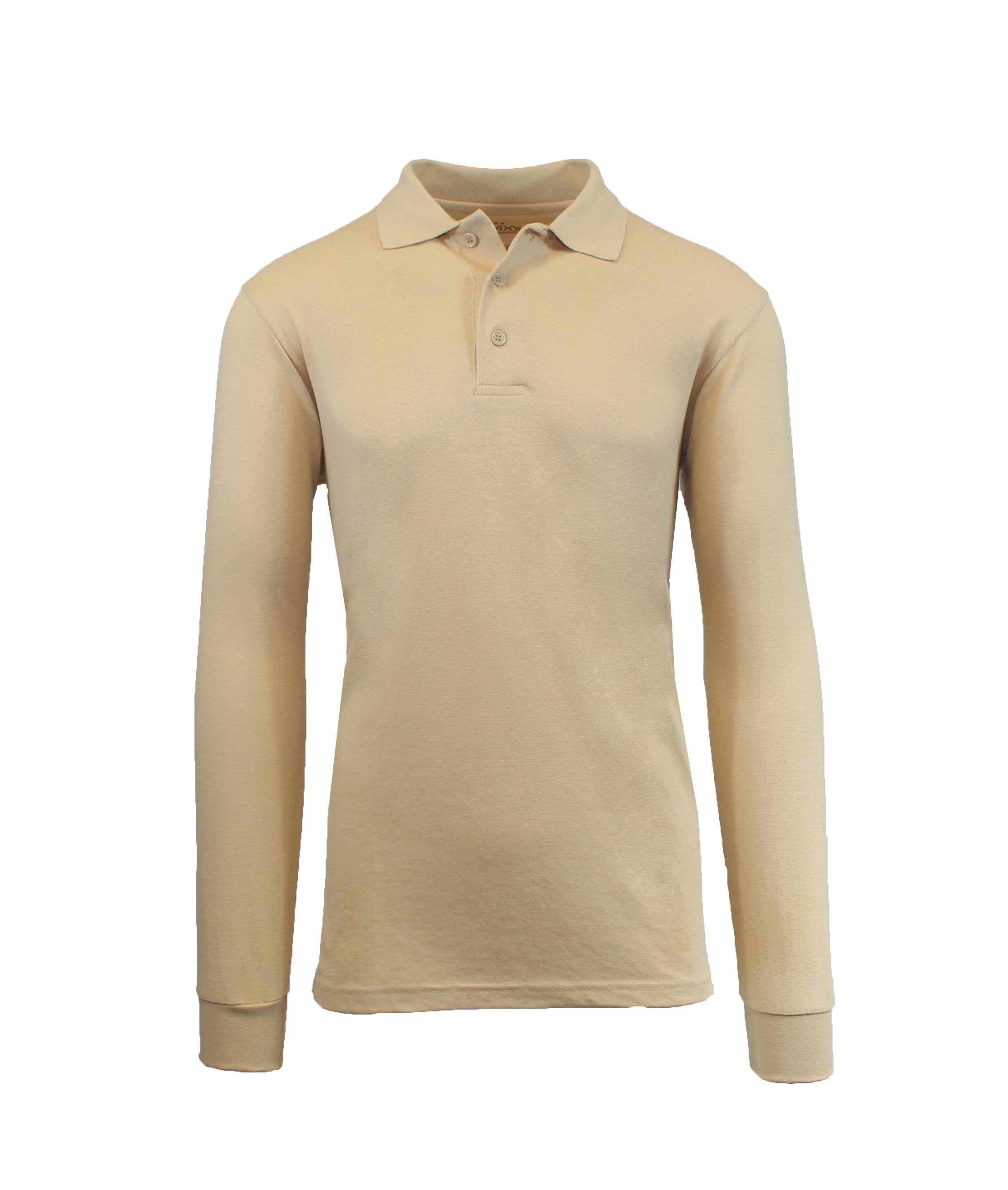 Galaxy by Harvic Long Sleeve Men's Pique Polo Shirt