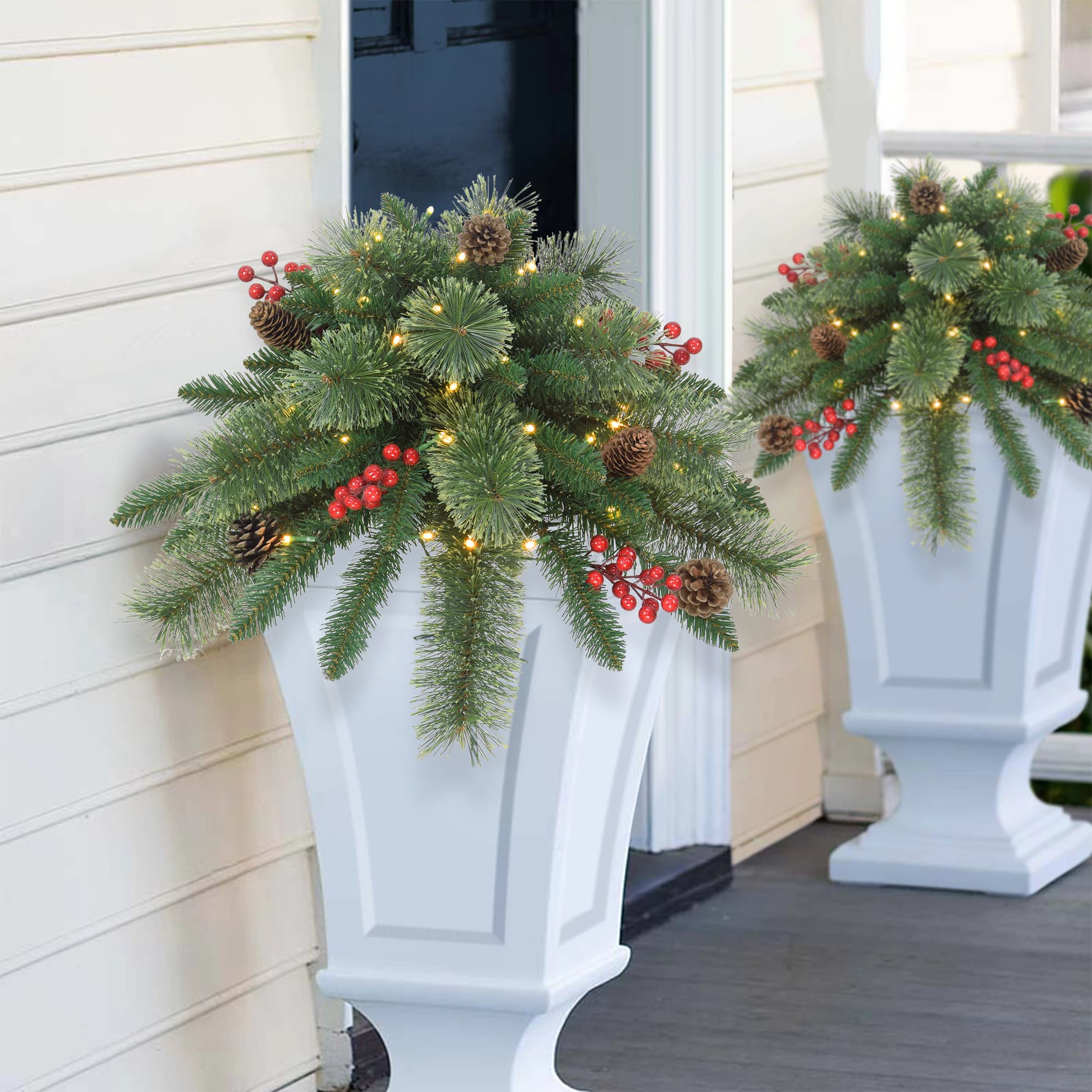 6 Pack: 18" Pre-Lit LED Cashmere Branch Urn Filler