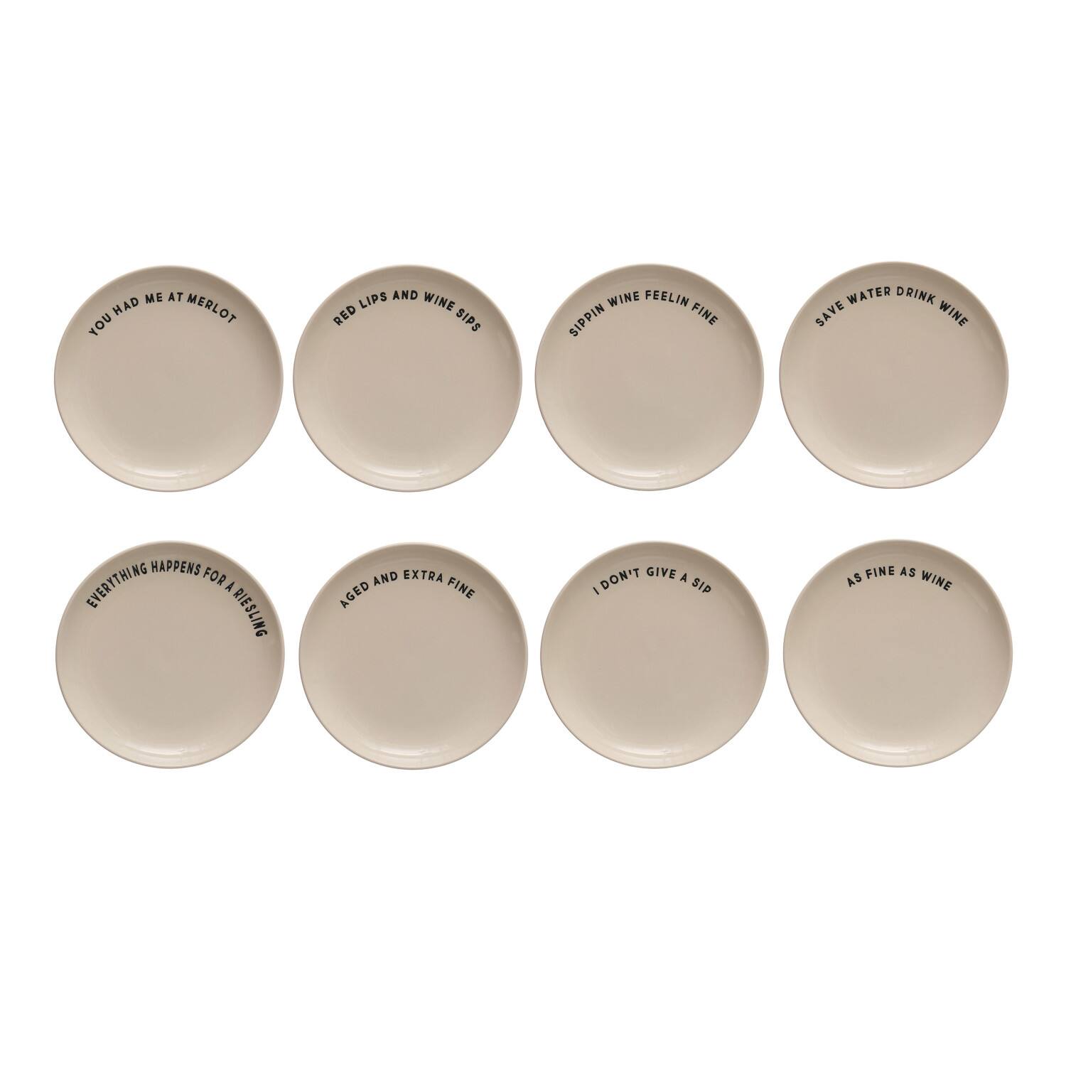 Hello Honey® 6" Cream Wine & Dine Round Stoneware Plate Set