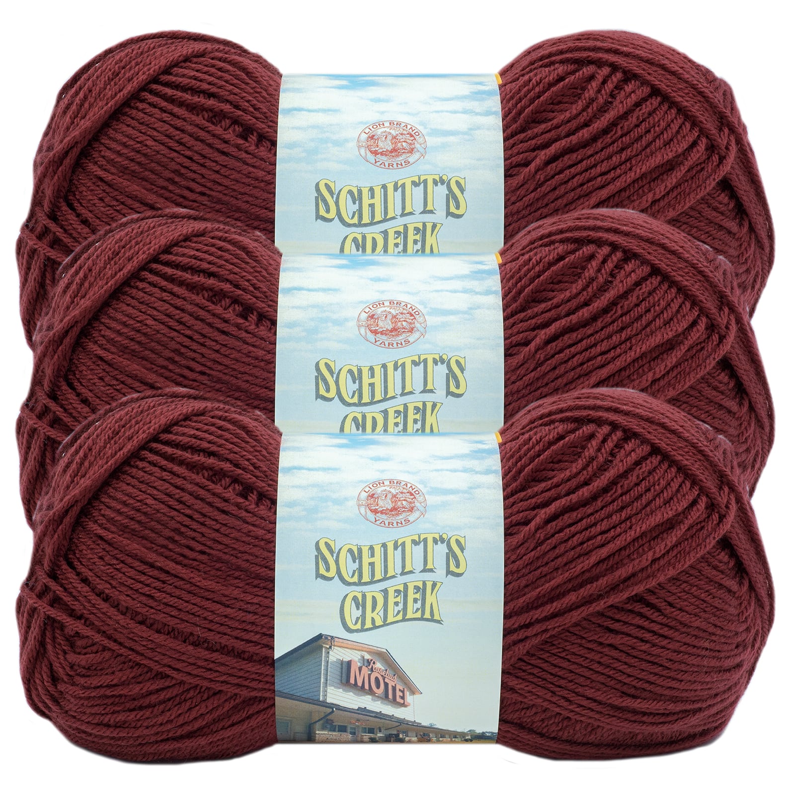 Lion Brand Yarn Schitt's Creek Yarn for Knitting, Crocheting, and Crafting, 3 Pack, Boho Brown