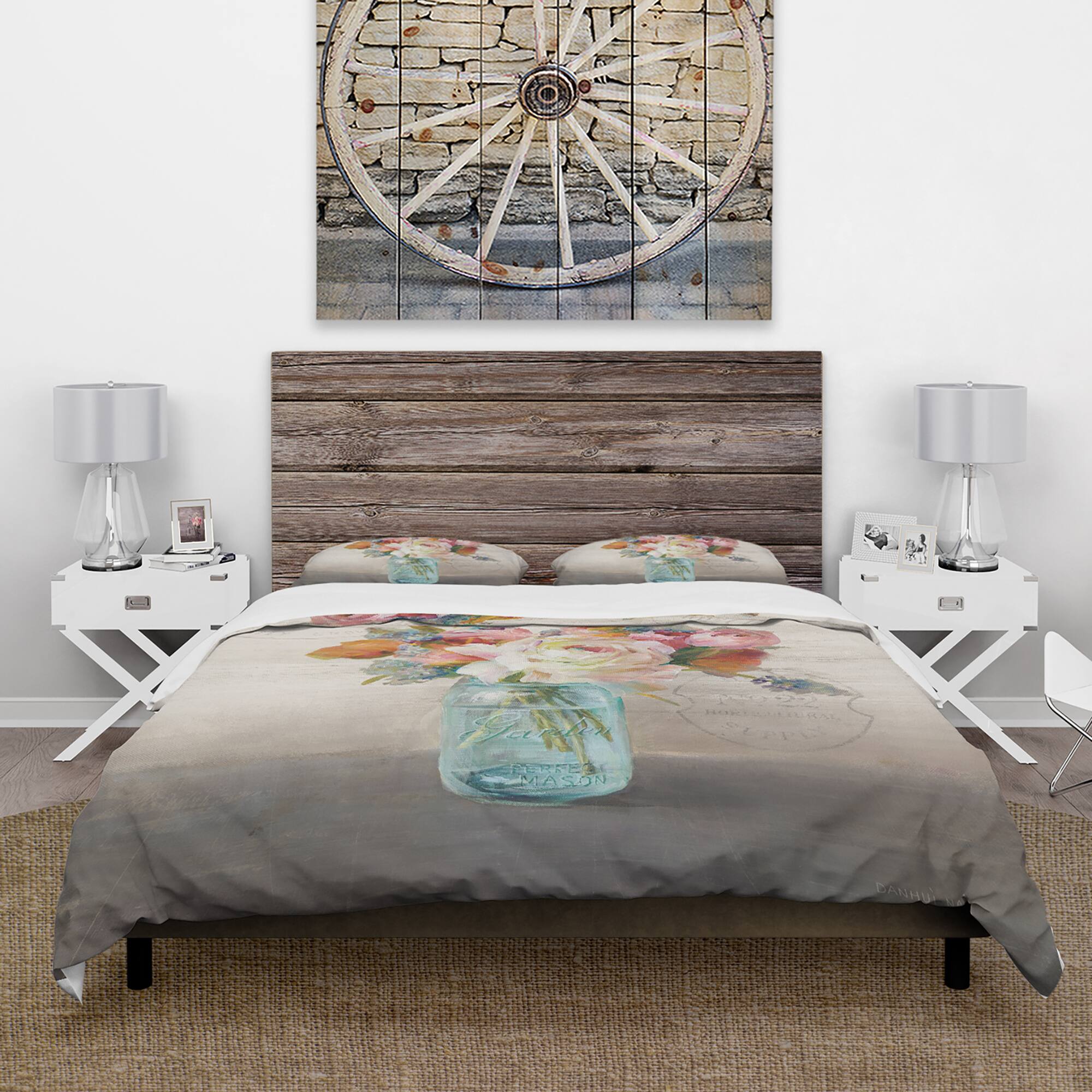 Designart &#x27;French Cottage Bouquet II Mothers&#x27; Cottage Bedding Set - Duvet Cover &#x26; Shams