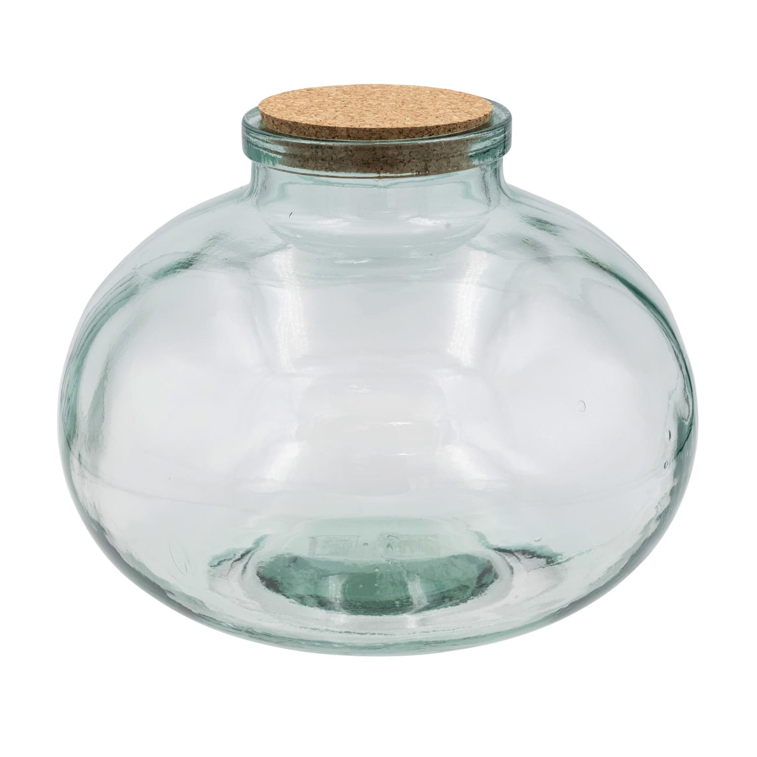 9&#x22; Round Clear Reclaimed Glass Jar with Cork Lid