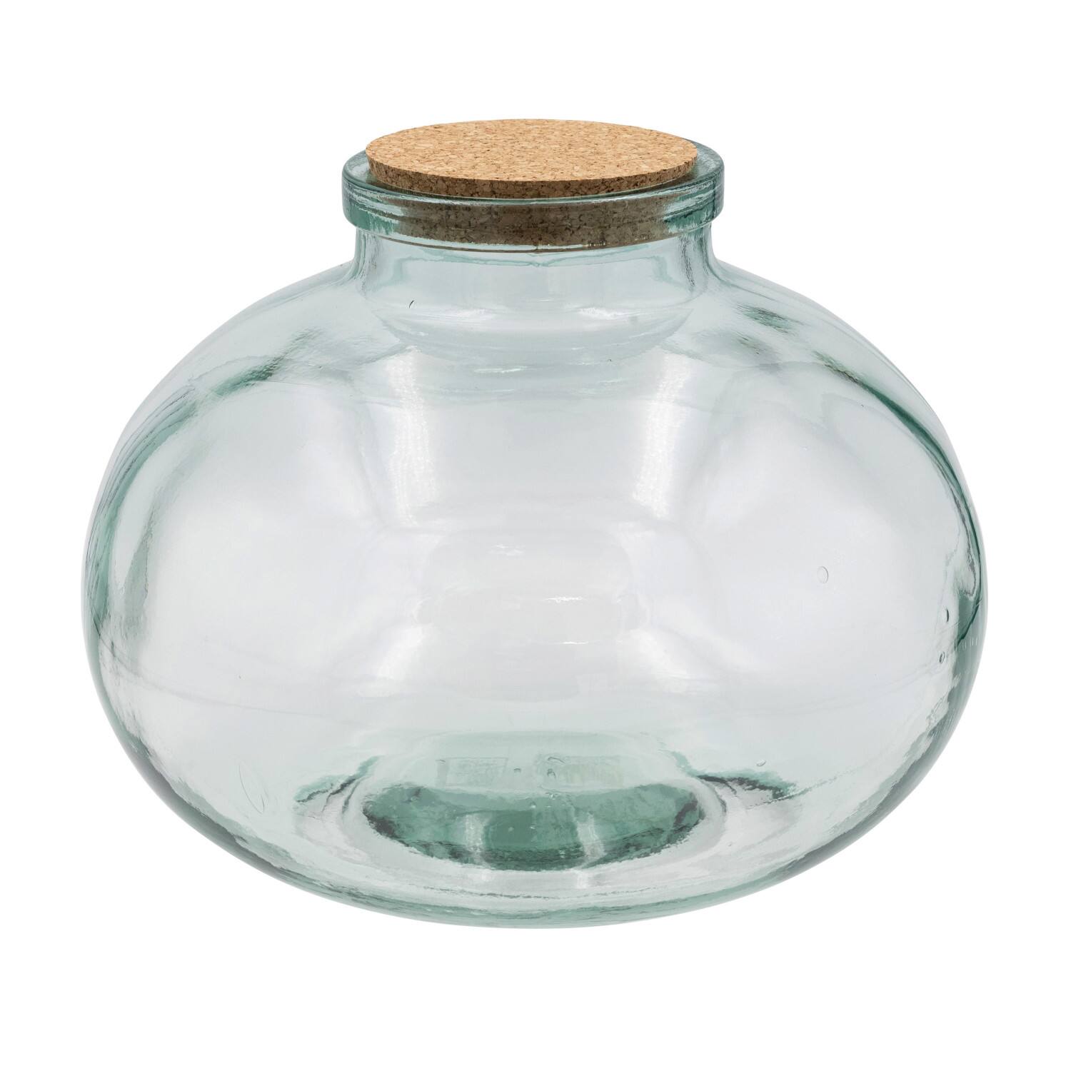 Hello Honey® 9" Round Clear Reclaimed Glass Jar with Cork Lid