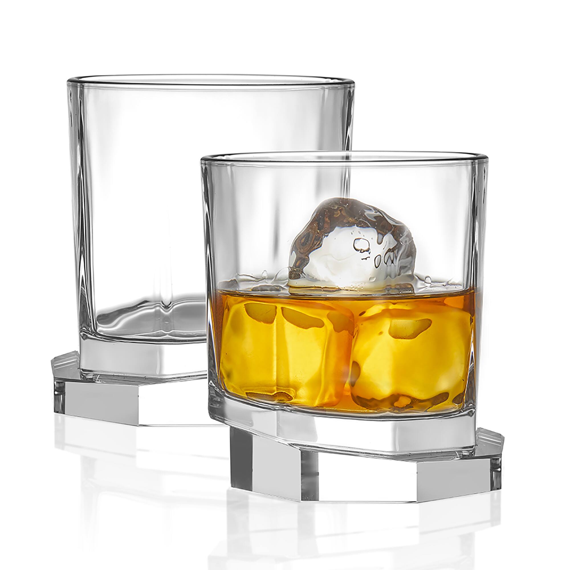 JoyJolt&#xAE; 10.5oz. Aqua Vitae Octagon Off Base Whiskey Glasses, 2ct.