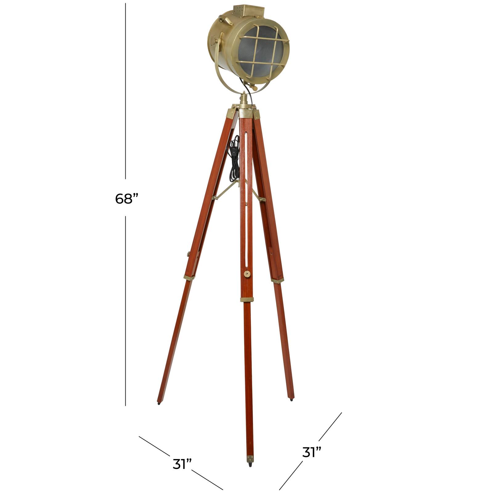 Brown Stainless Steel Spotlight Floor Lamp 31&#x22; x 31&#x22; x 68&#x22;