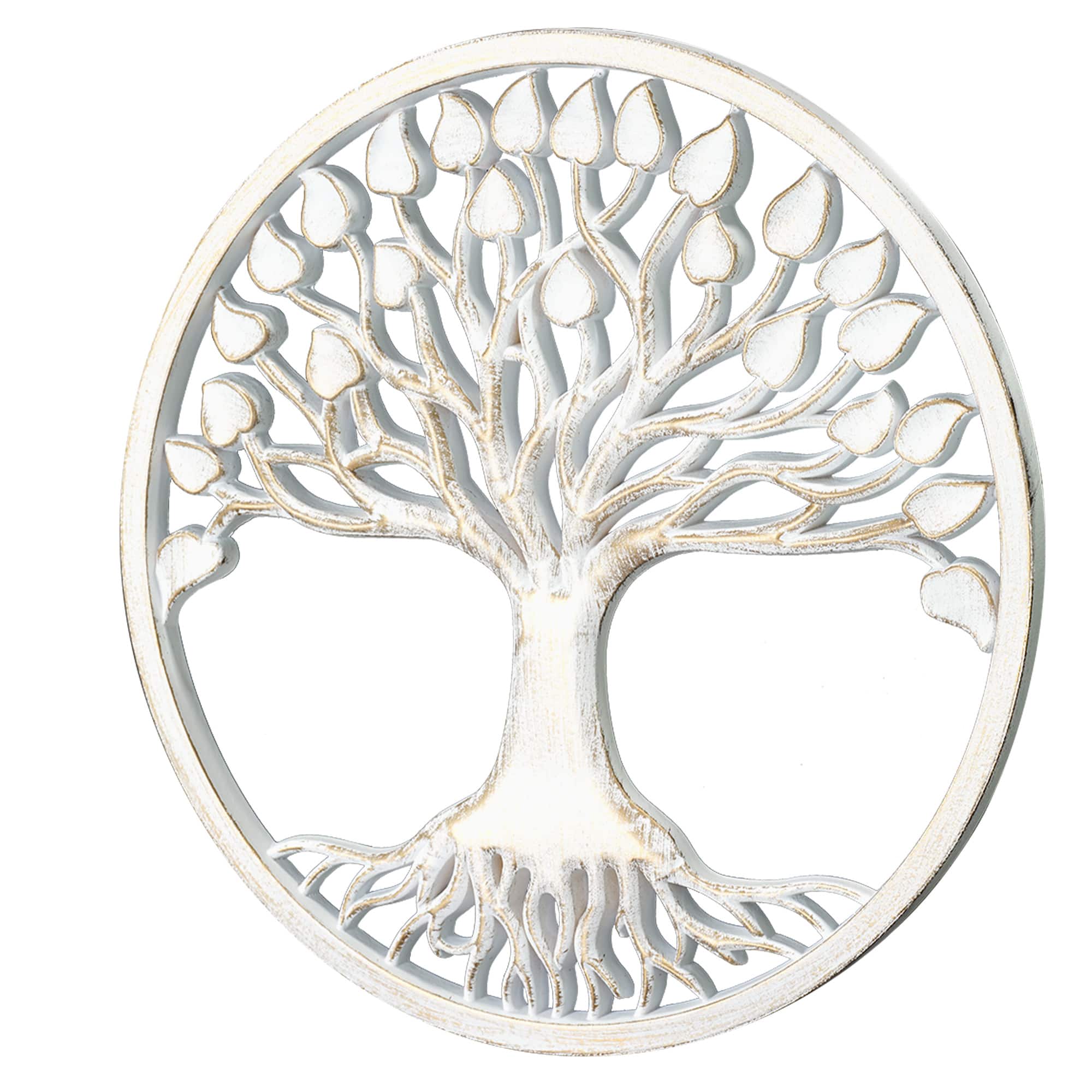 American Art D&#xE9;cor&#x2122; 15.5&#x22; Tree of Life Medallion Boho Wall Art with White with Gold Accents